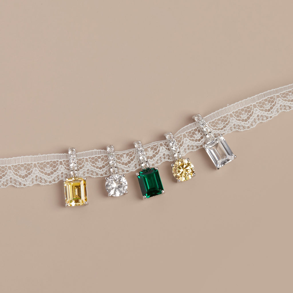 Round Cut Tennis Charm Pendant