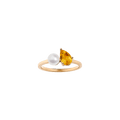 Pearl Toi et Moi Ring - Yellow Citrine