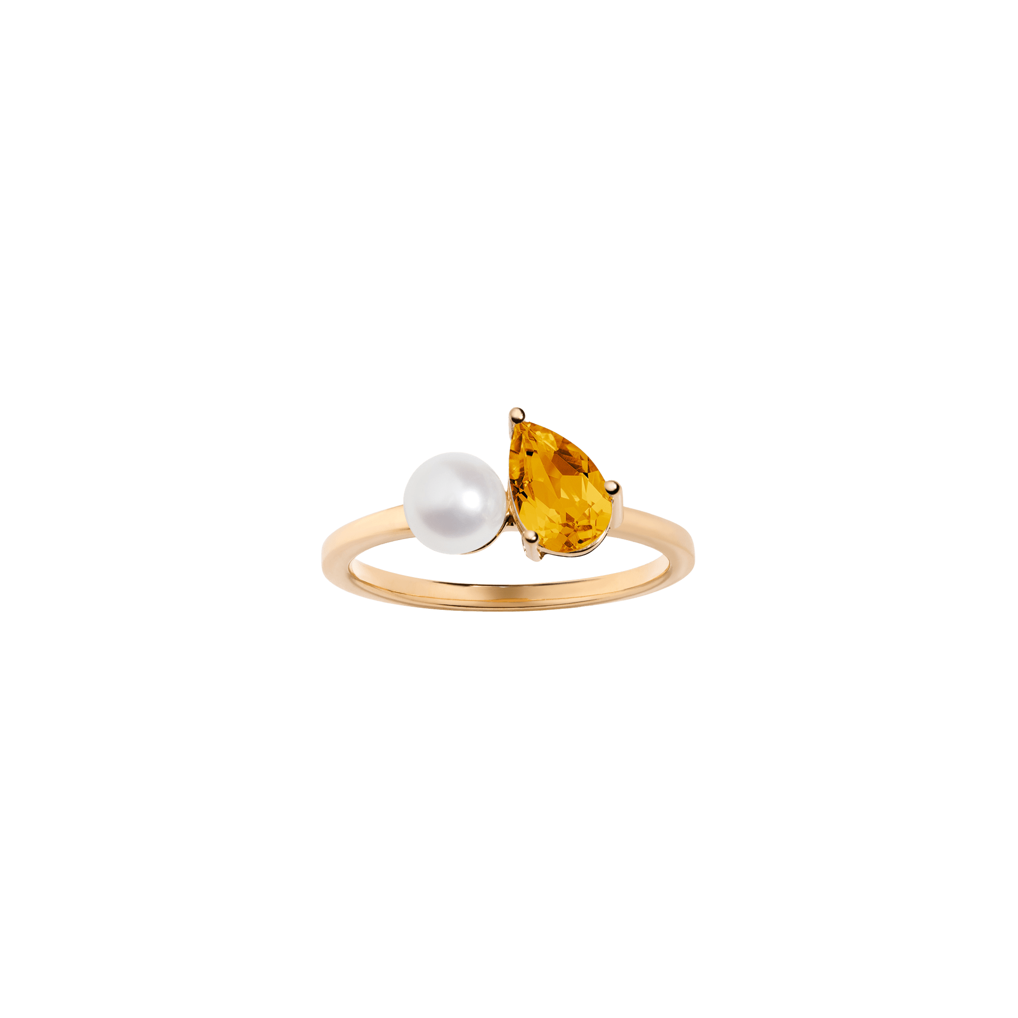 Pearl Toi et Moi Ring - Yellow Citrine