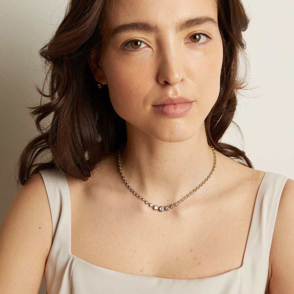 Black Rhodium Graduated Georgian Tennis Necklace