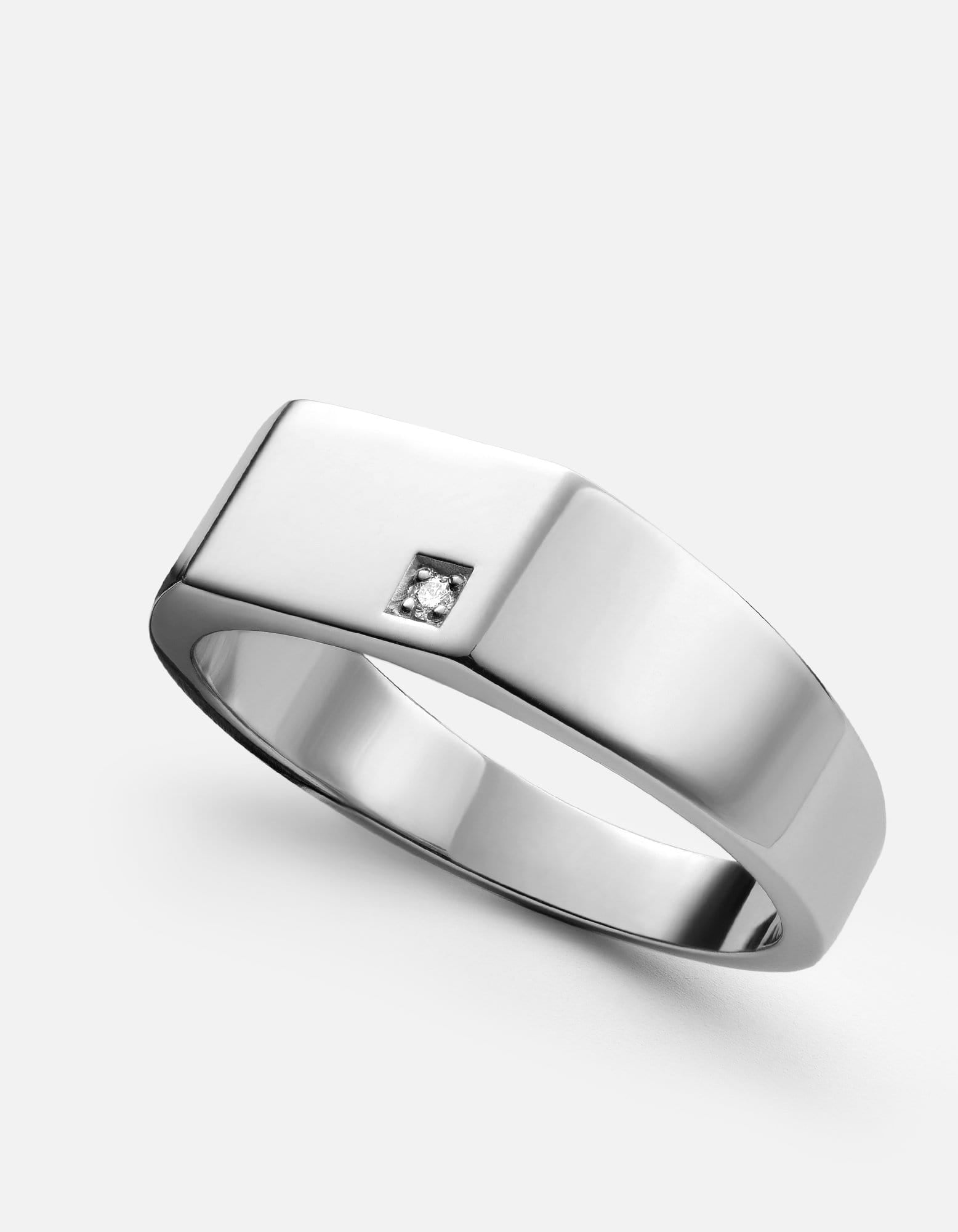 Geo Signet Diamond Ring, Sterling Silver