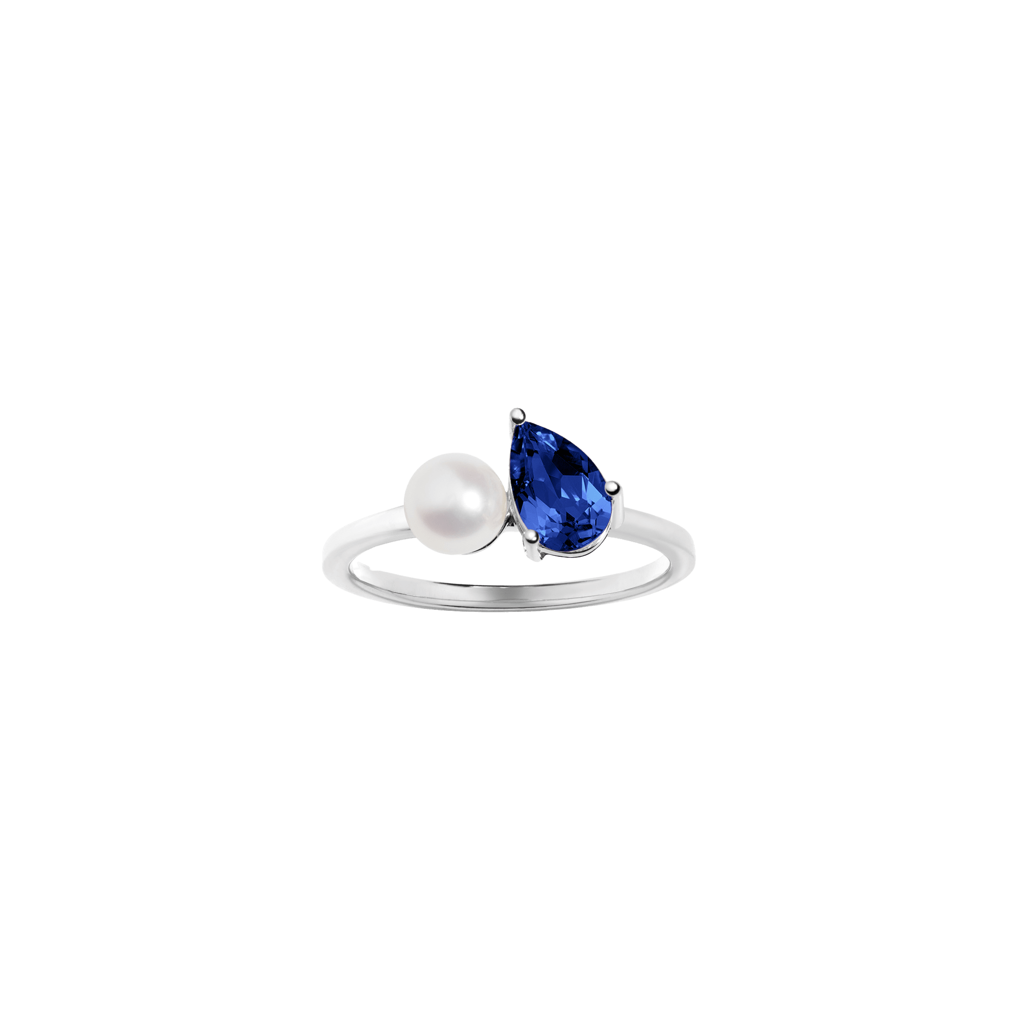 Pearl Toi et Moi Ring - Blue Sapphire