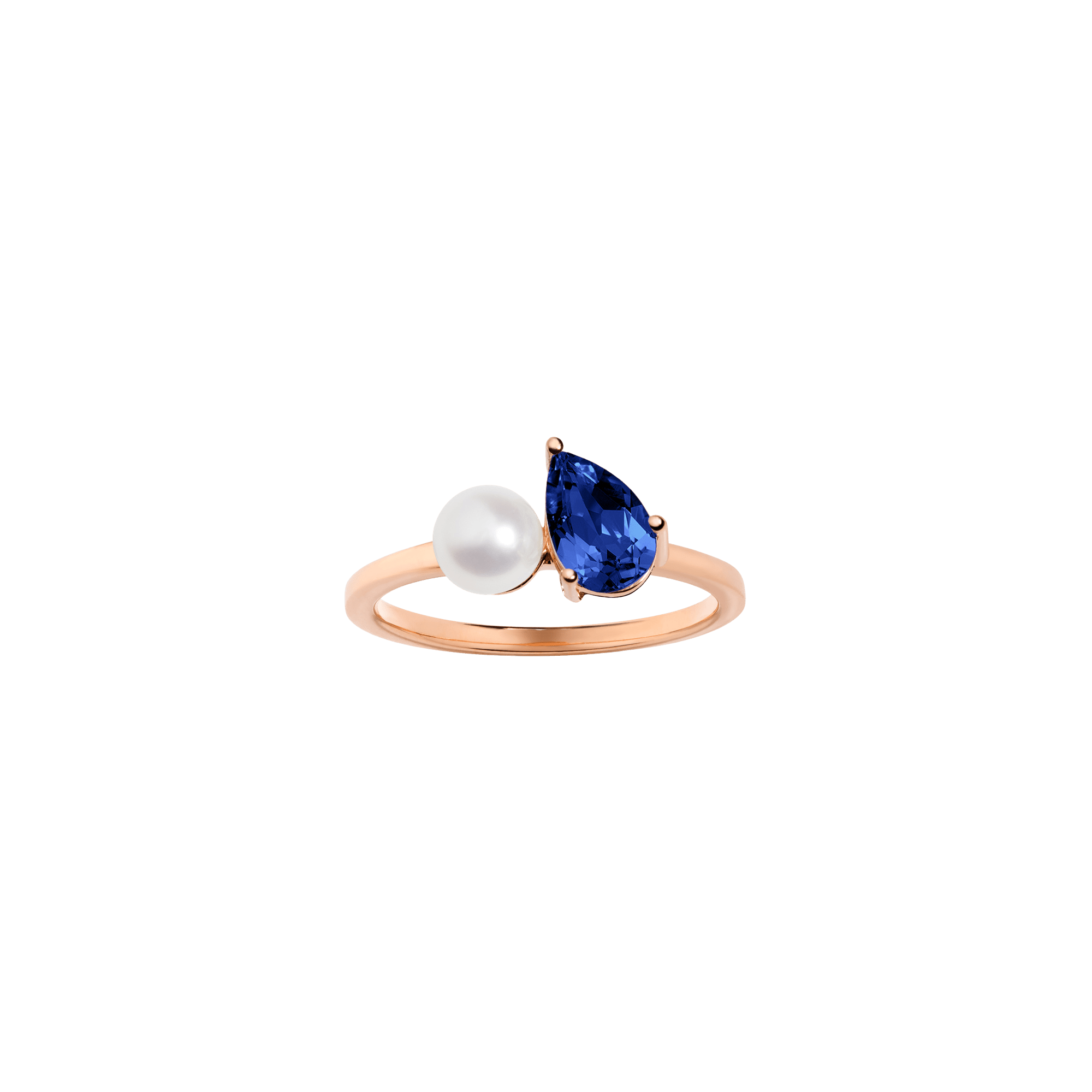 Pearl Toi et Moi Ring - Blue Sapphire