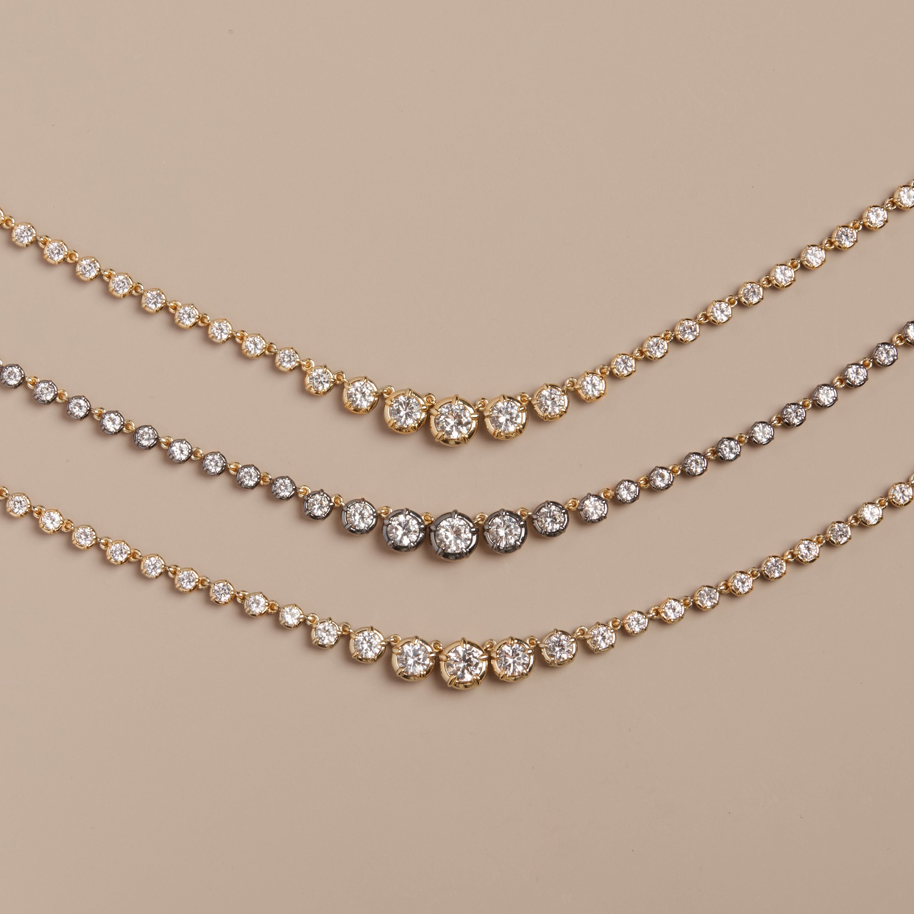 Lab Grown White Sapphire Graduated Georgian Tennis Necklace