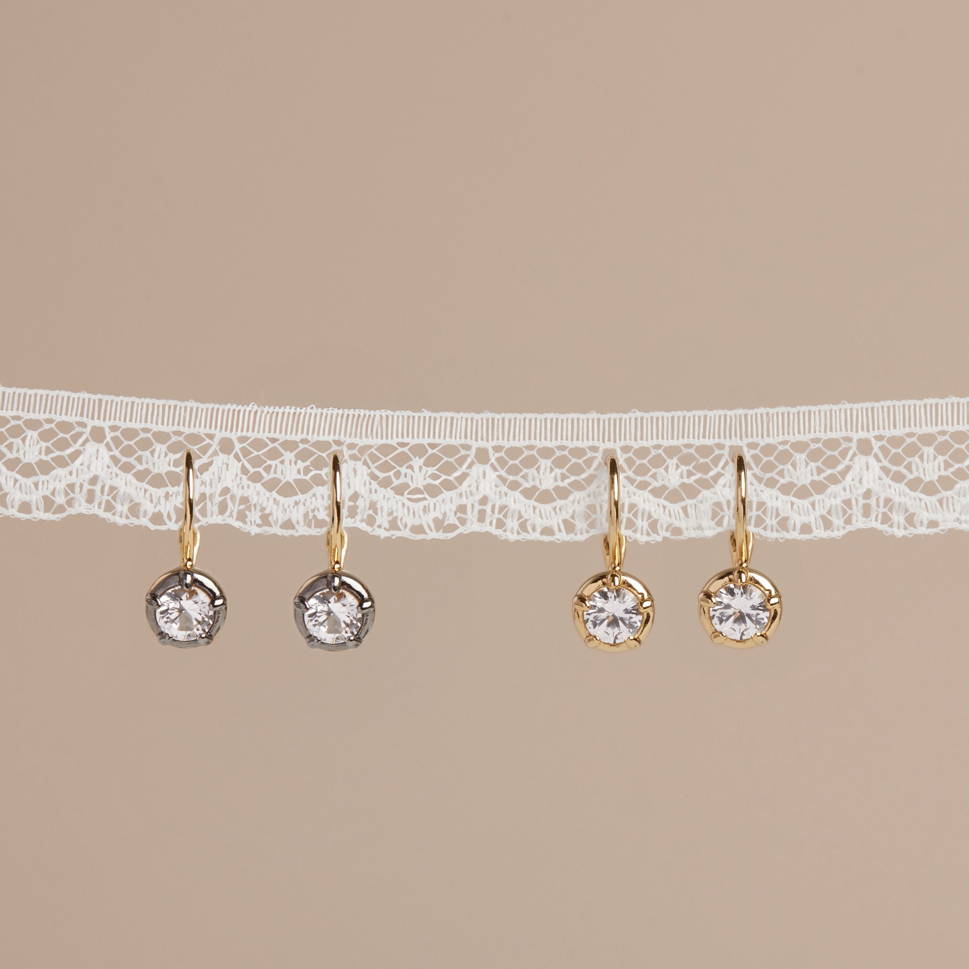 Lab Grown White Sapphire Georgian Drop Earrings