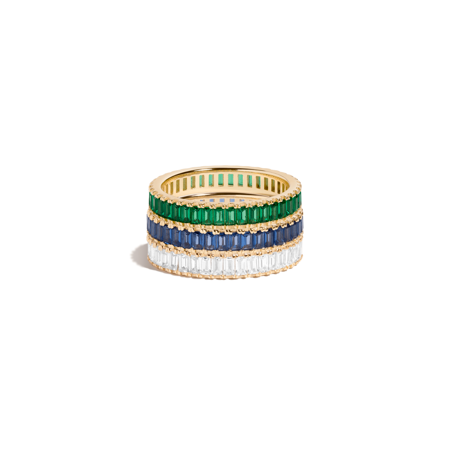 Gemstone Baguette Eternity Ring Stack