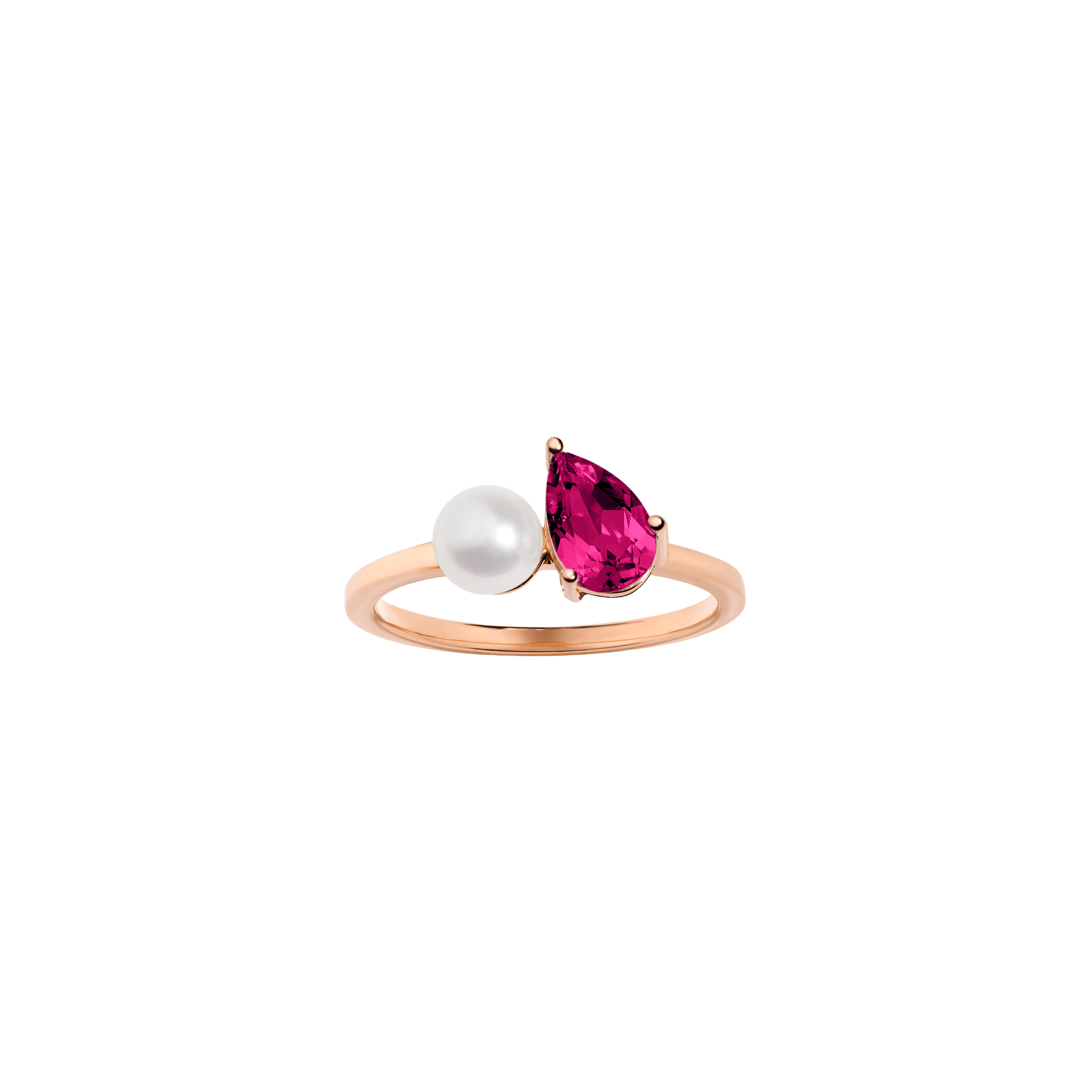 Pearl Toi et Moi Ring - Red Ruby