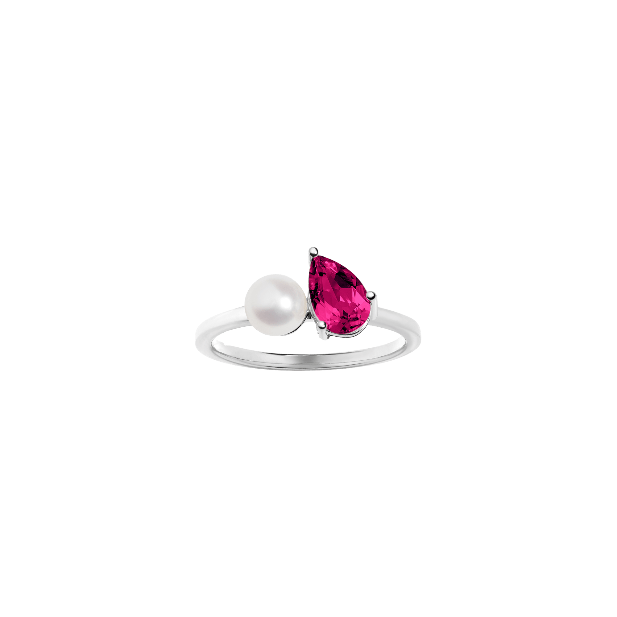 Pearl Toi et Moi Ring - Red Ruby