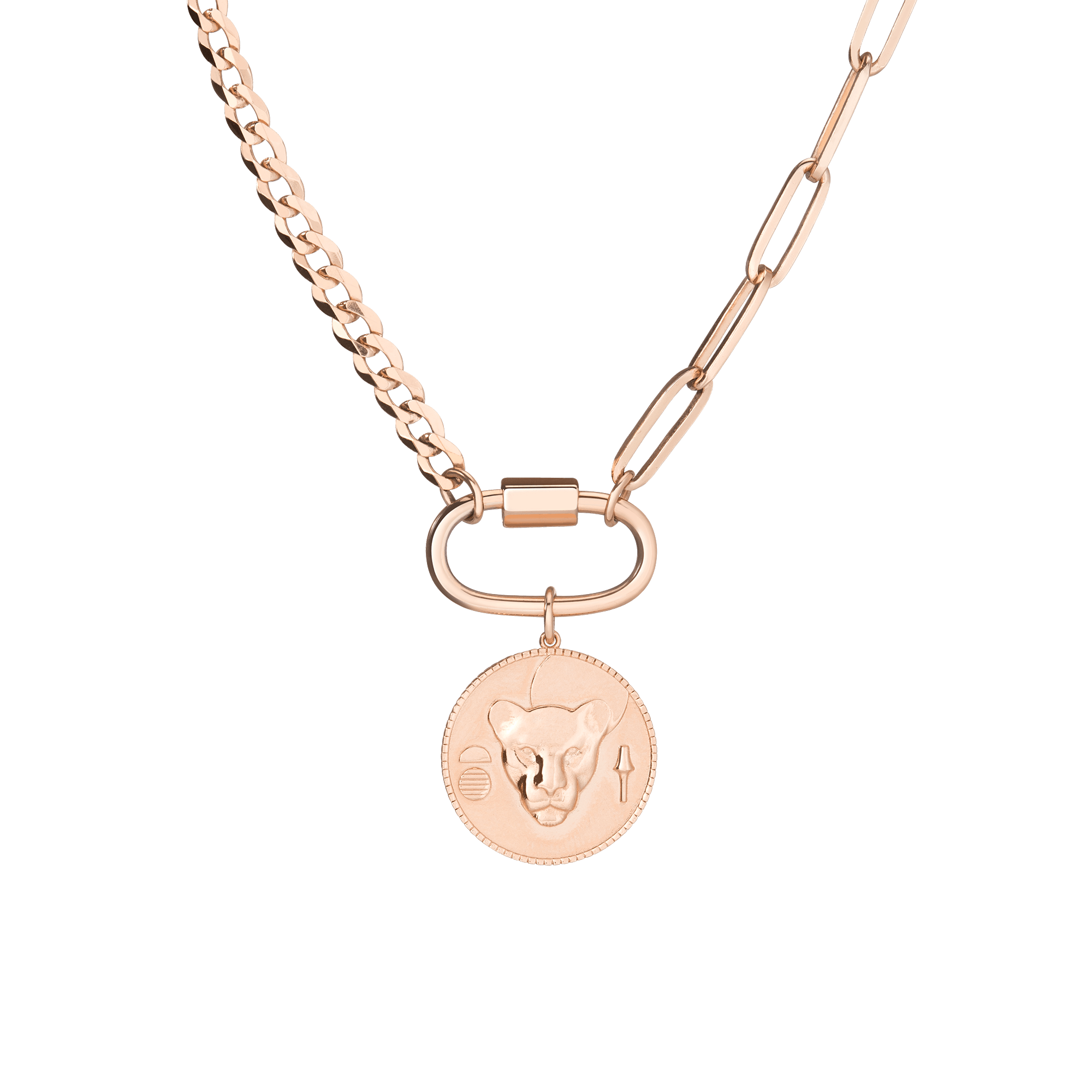 AURATE X KERRY: Lioness Pendant Necklace Vermeil Rose Gold First