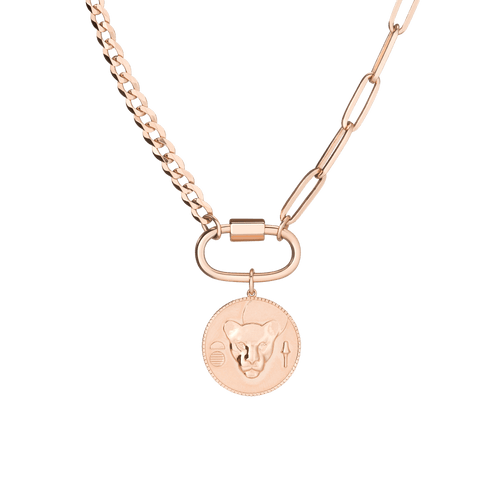 AURATE X KERRY: Lioness Pendant Necklace Vermeil Rose Gold First