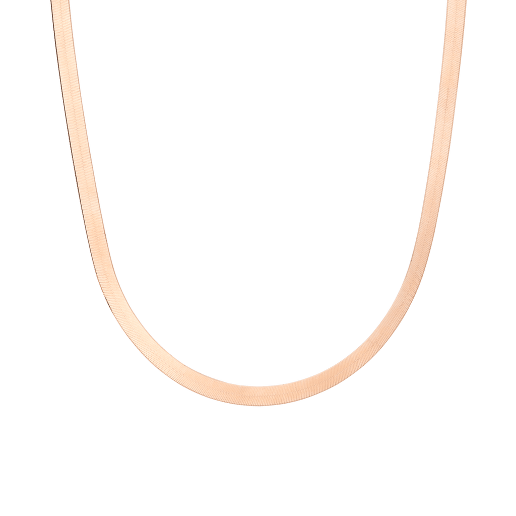 Solid Gold Herringbone Chain Necklace