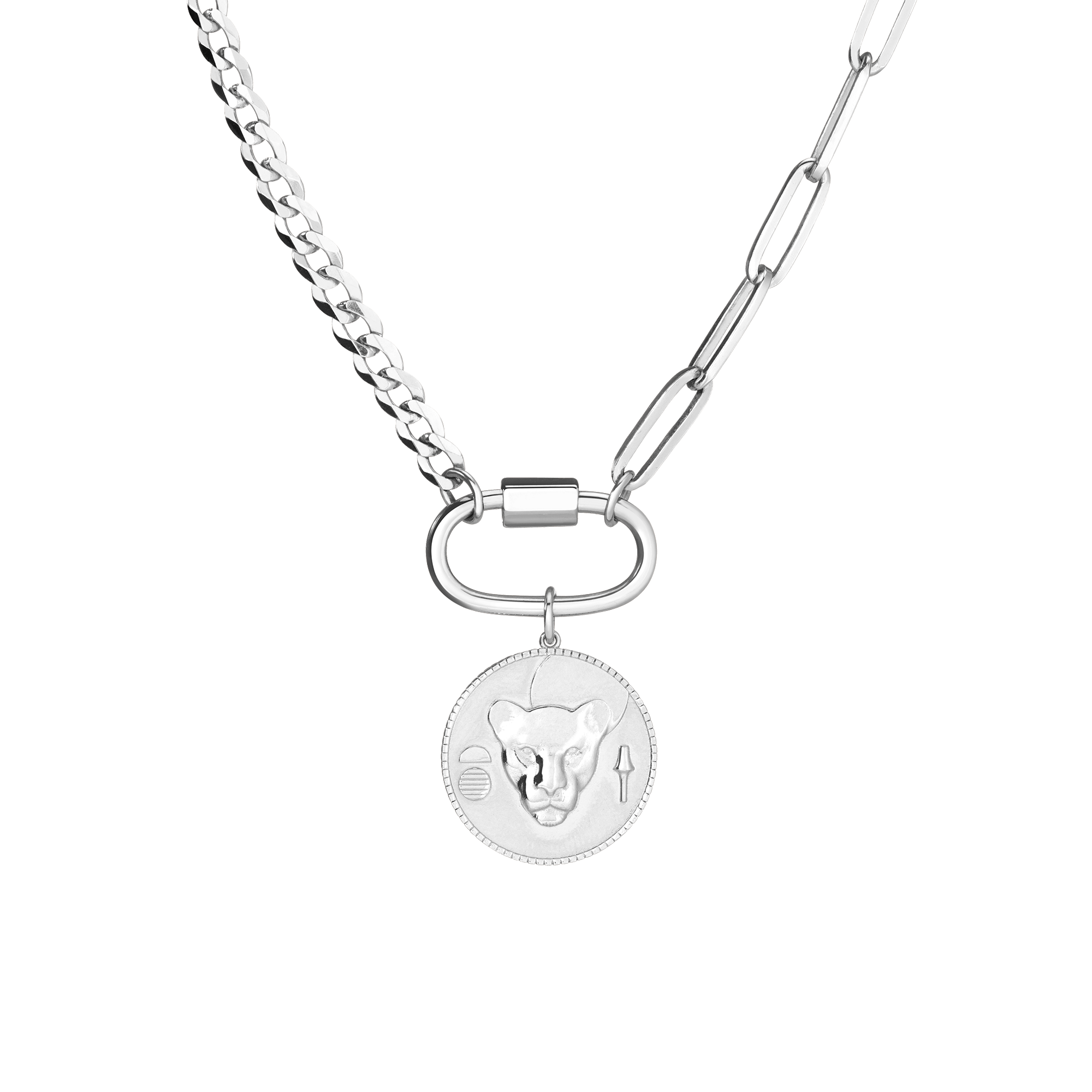 AURATE X KERRY: Lioness Pendant Necklace Vermeil White Gold First