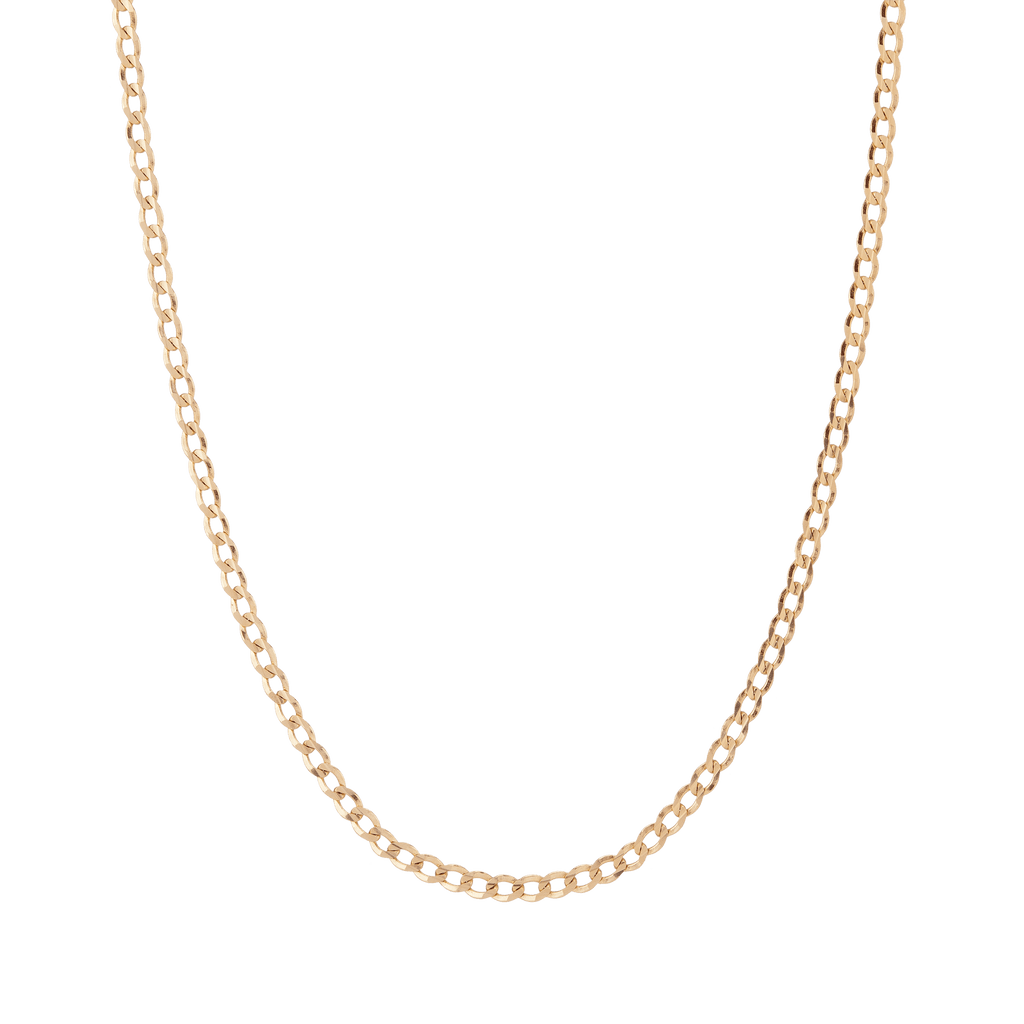 Large Gold Curb Chain Necklace Vermeil 14K Yellow Gold 18in 22in First