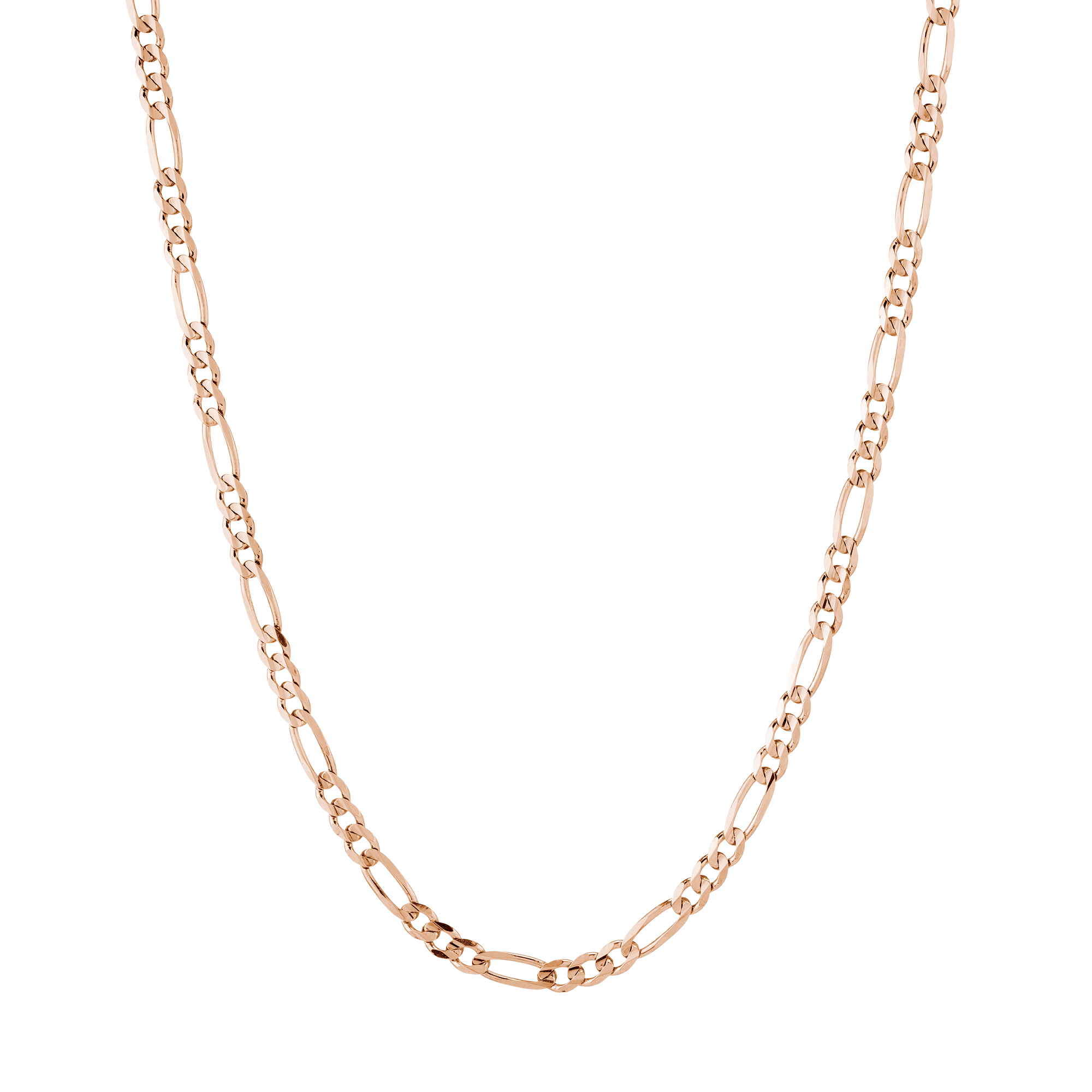 Large Gold Figaro Chain Necklace Vermeil 14K Rose Gold 18in 22in First