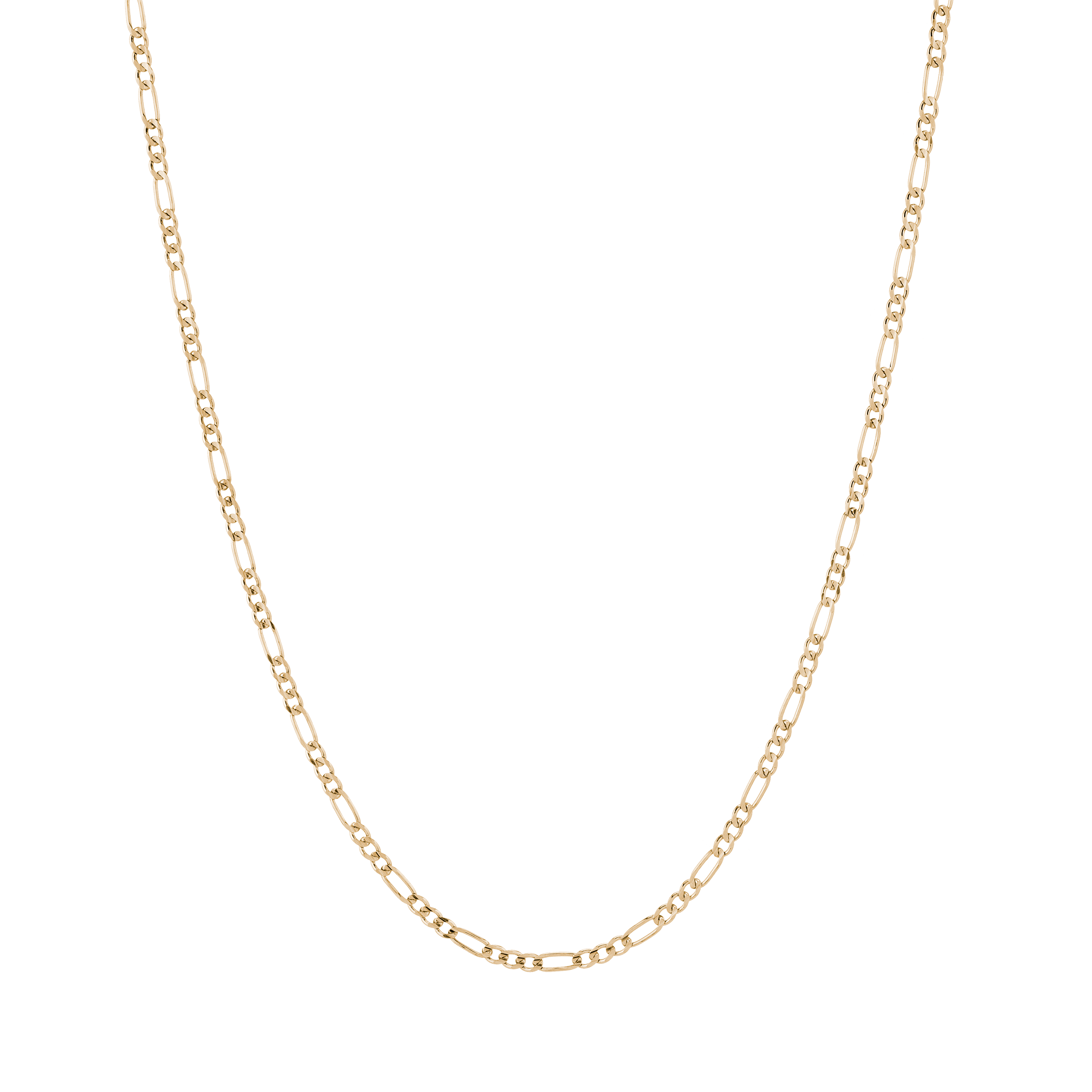Medium Gold Figaro Chain Necklace Vermeil 14K Yellow Gold 18in 22in First