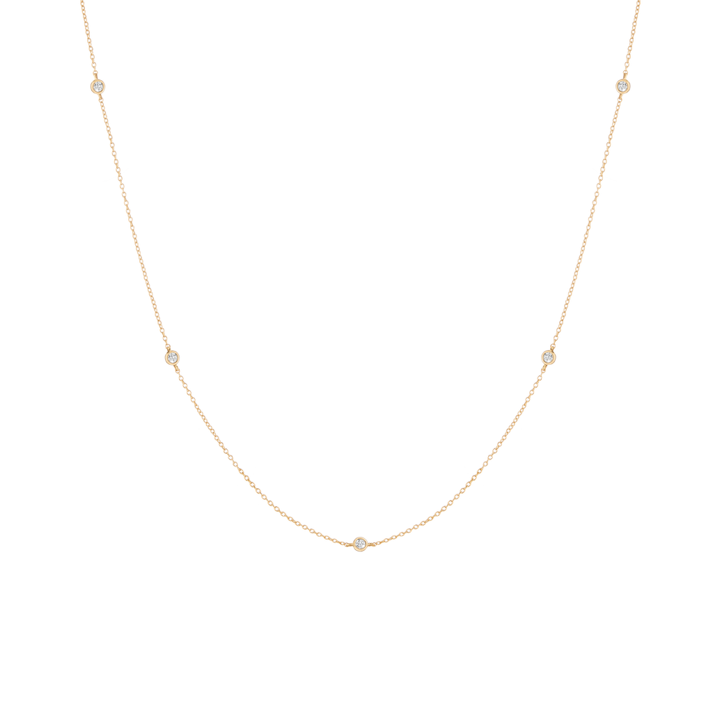 Lab Grown White Sapphire Station Necklace