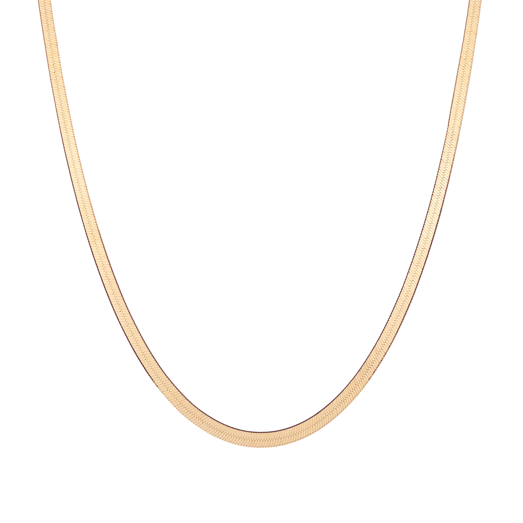 Solid Gold Herringbone Chain Necklace