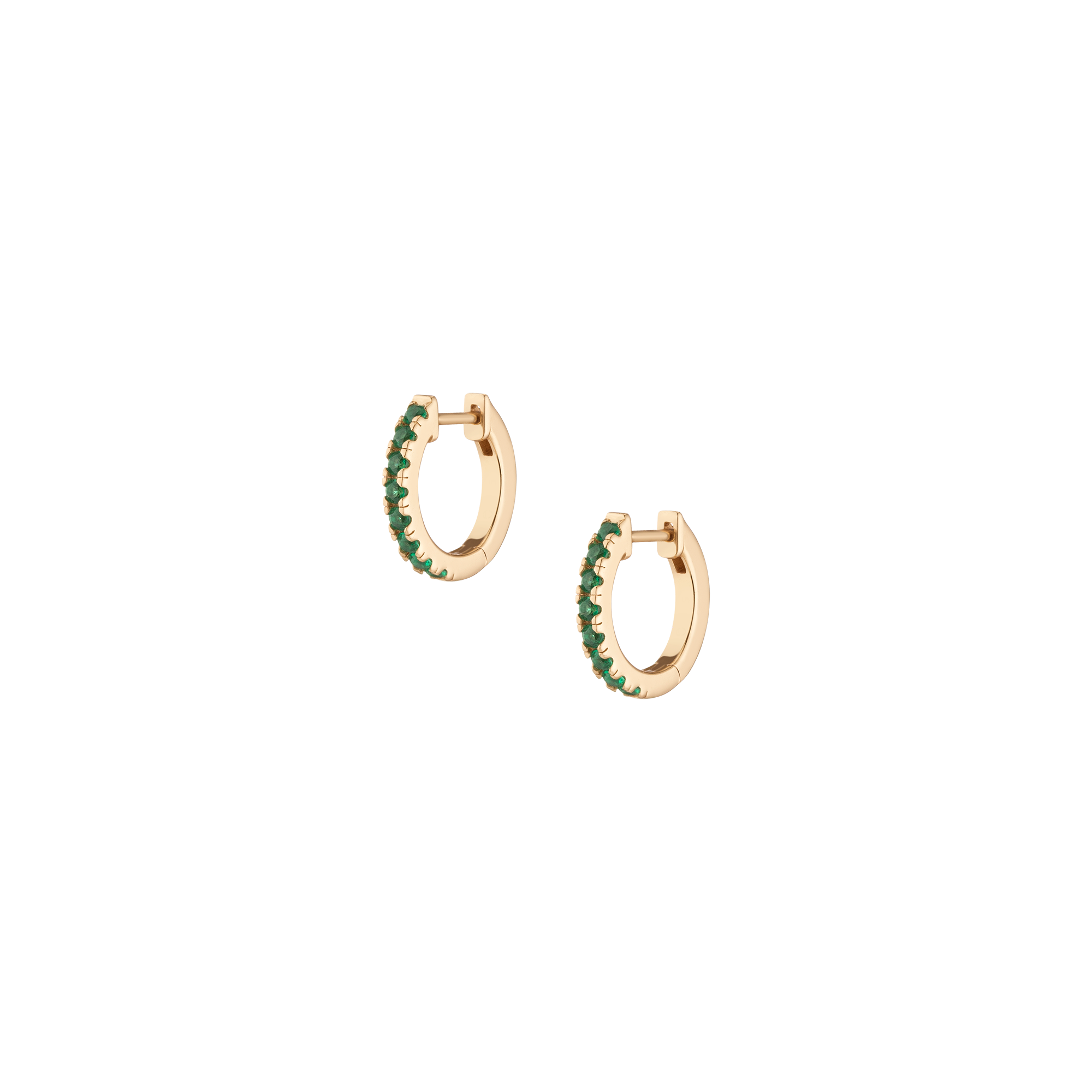 Lab Grown Green Emerald Huggie Earrings