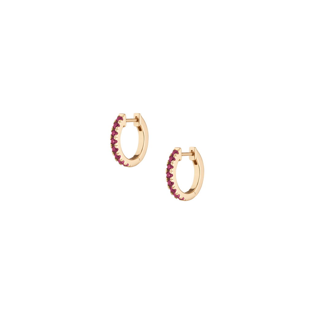 Lab Grown Red Ruby Huggie Earrings