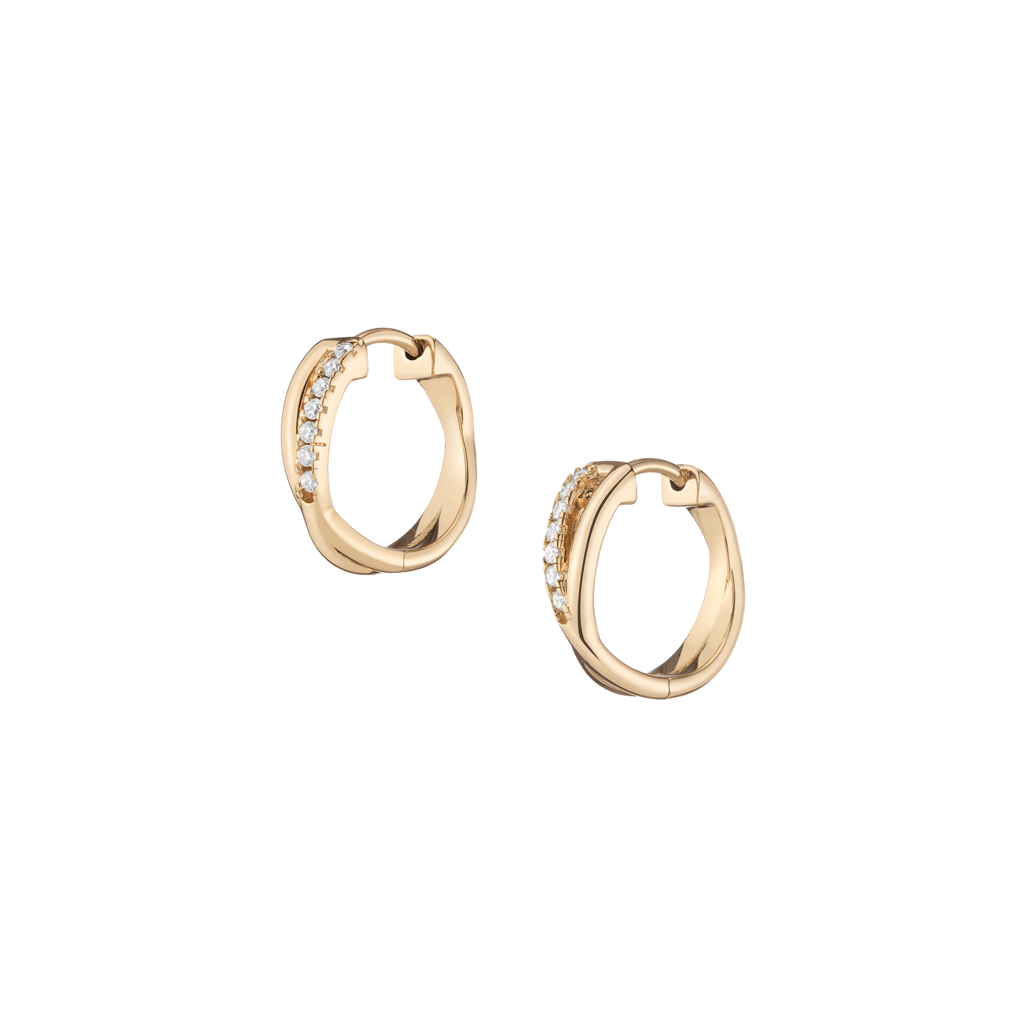 Diamond Crossover Huggie Earrings