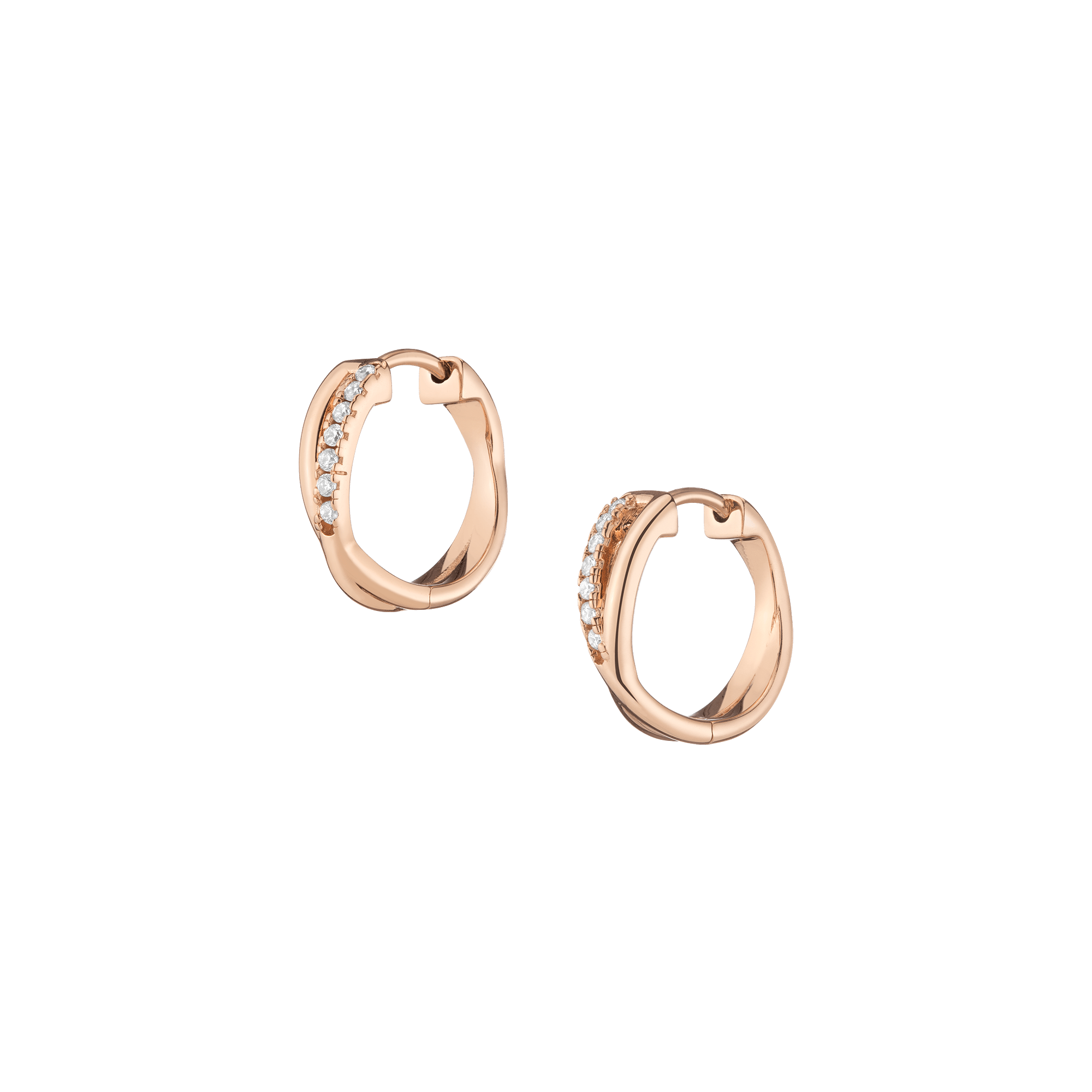 Diamond Crossover Huggie Earrings