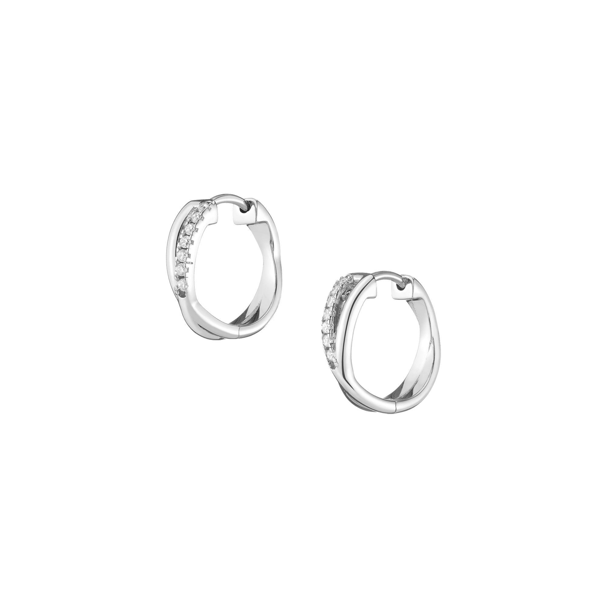 Diamond Crossover Huggie Earrings