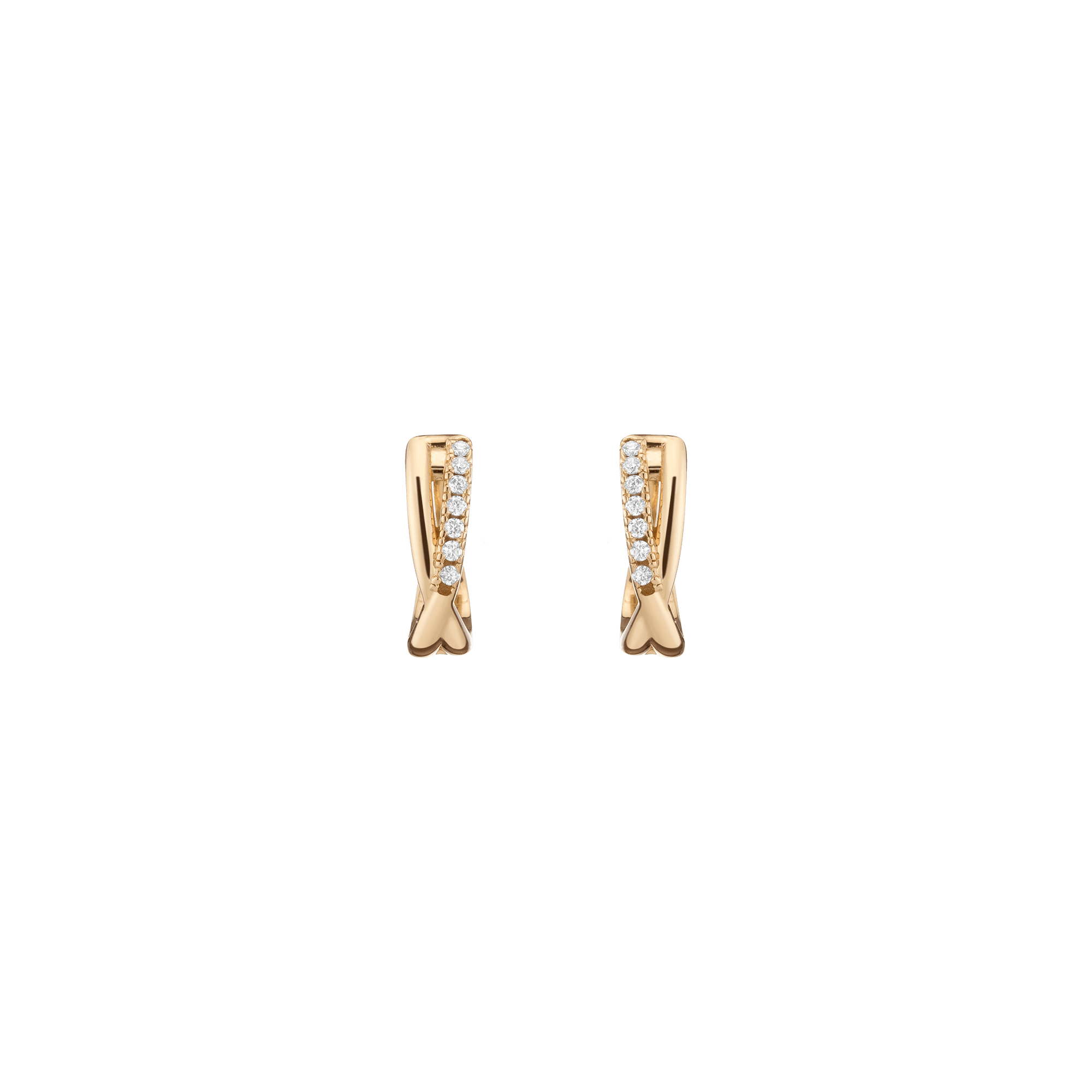 Diamond Crossover Huggie Earrings