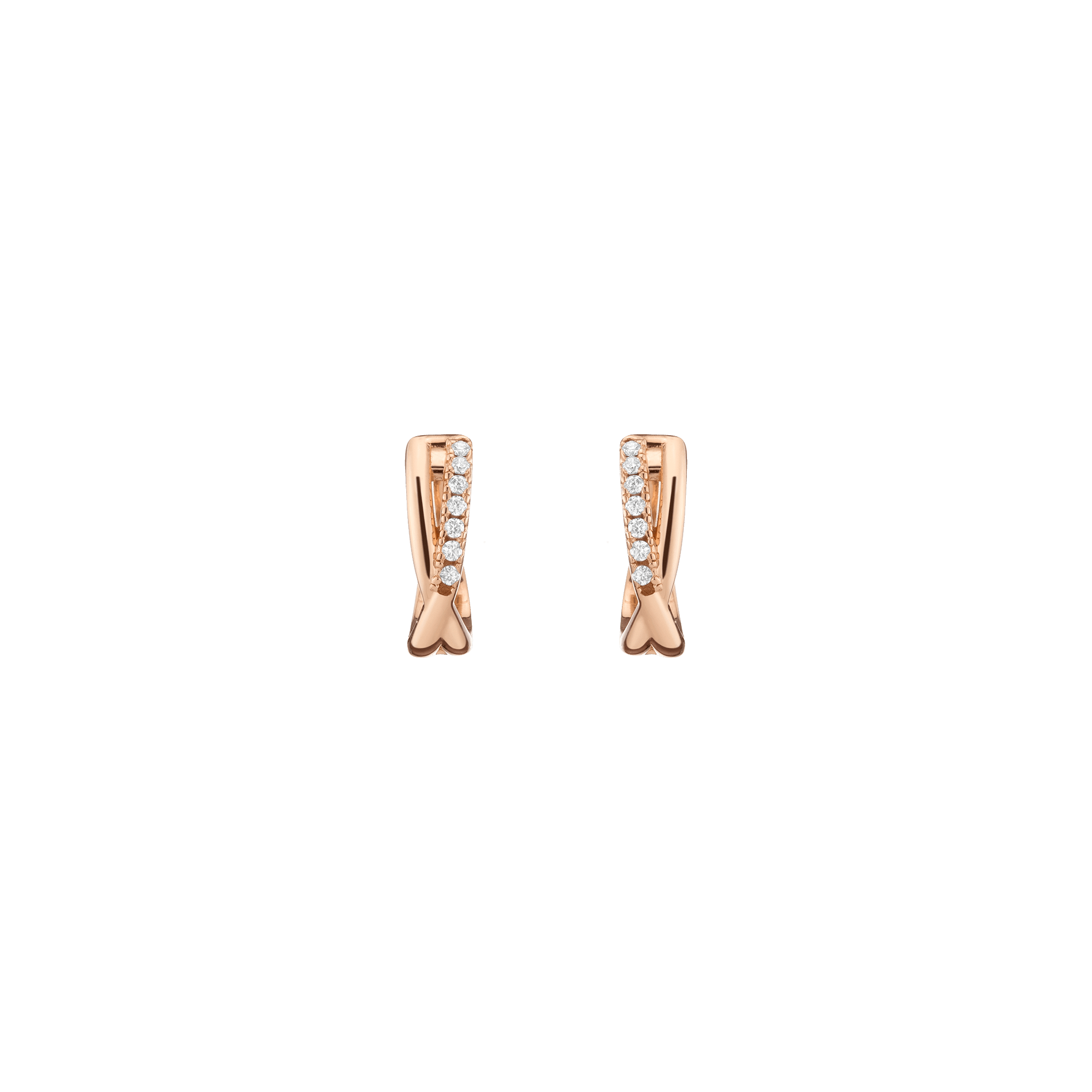 Diamond Crossover Huggie Earrings