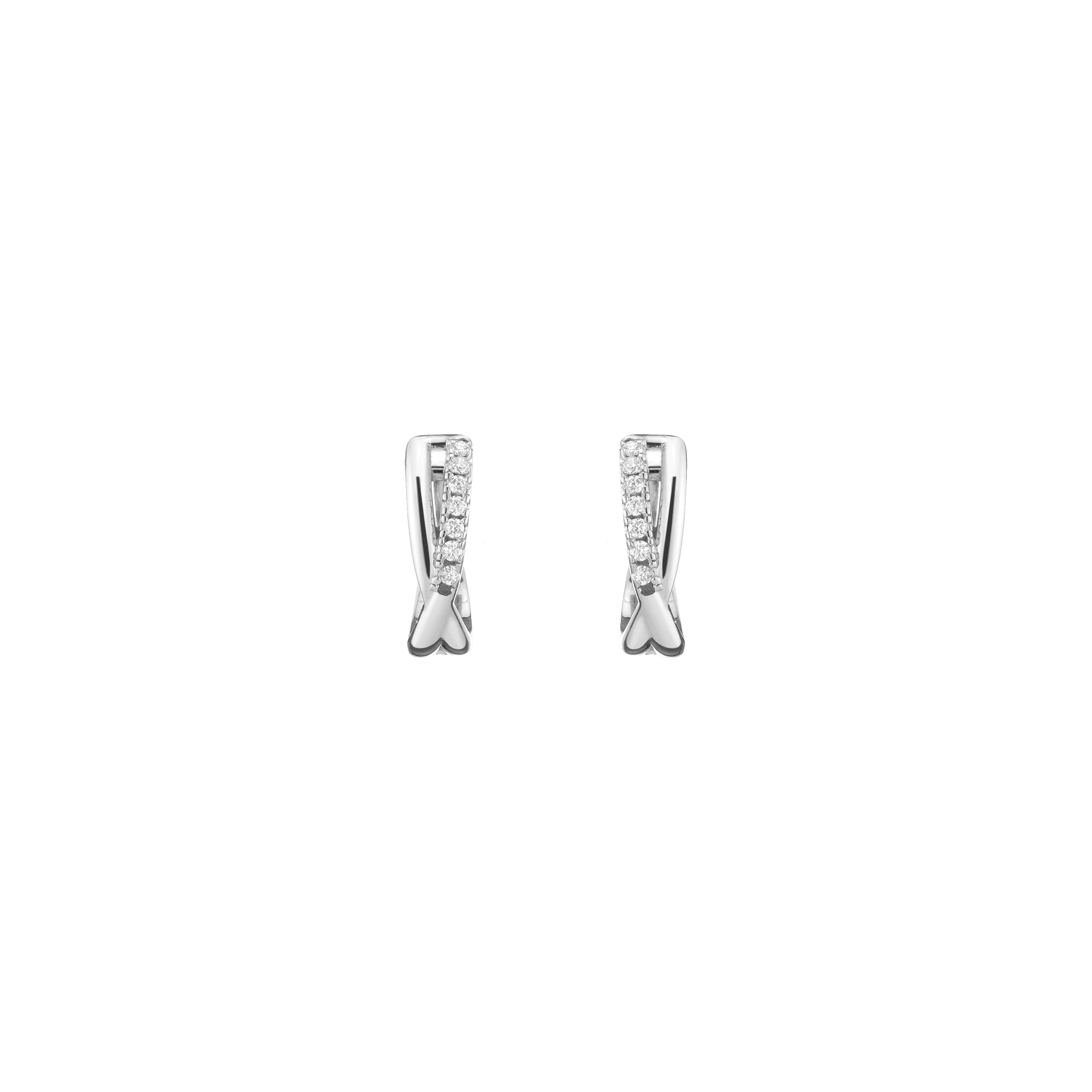 Diamond Crossover Huggie Earrings