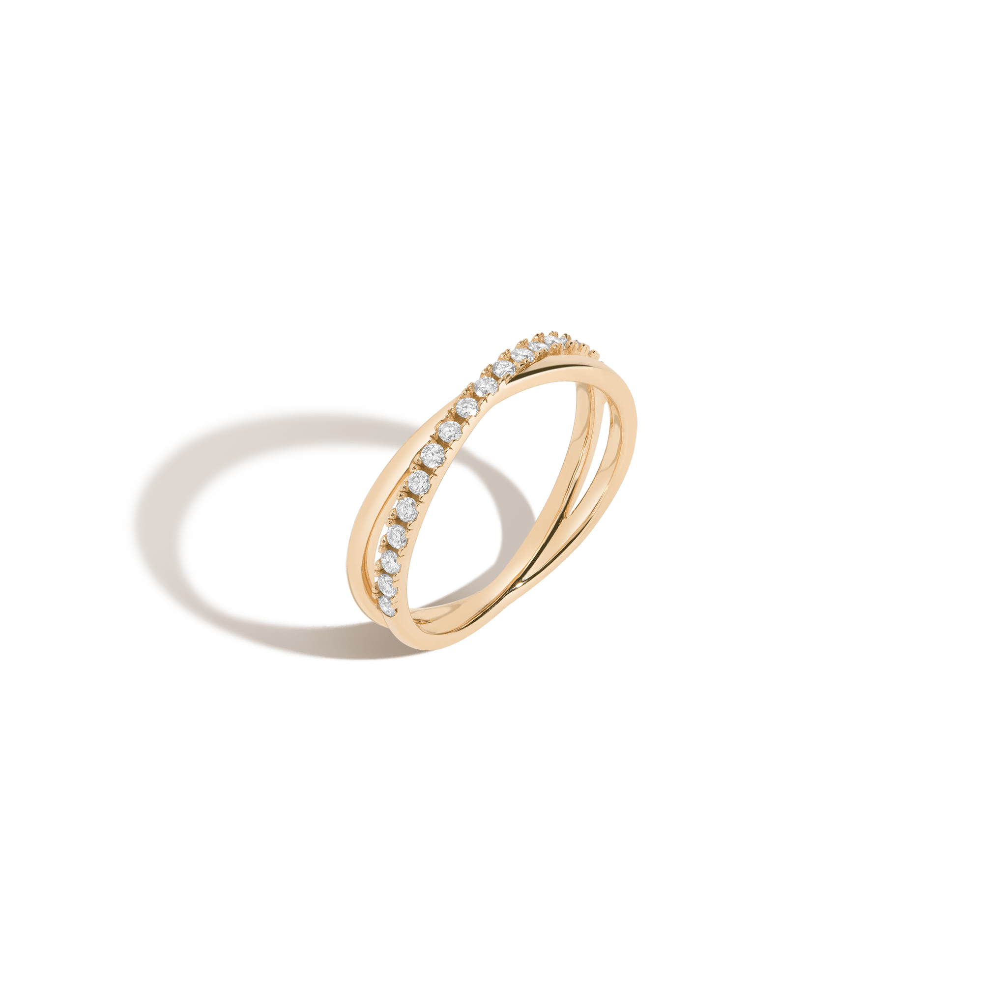 Diamond Crossover Ring 14k 18k Yellow Gold First