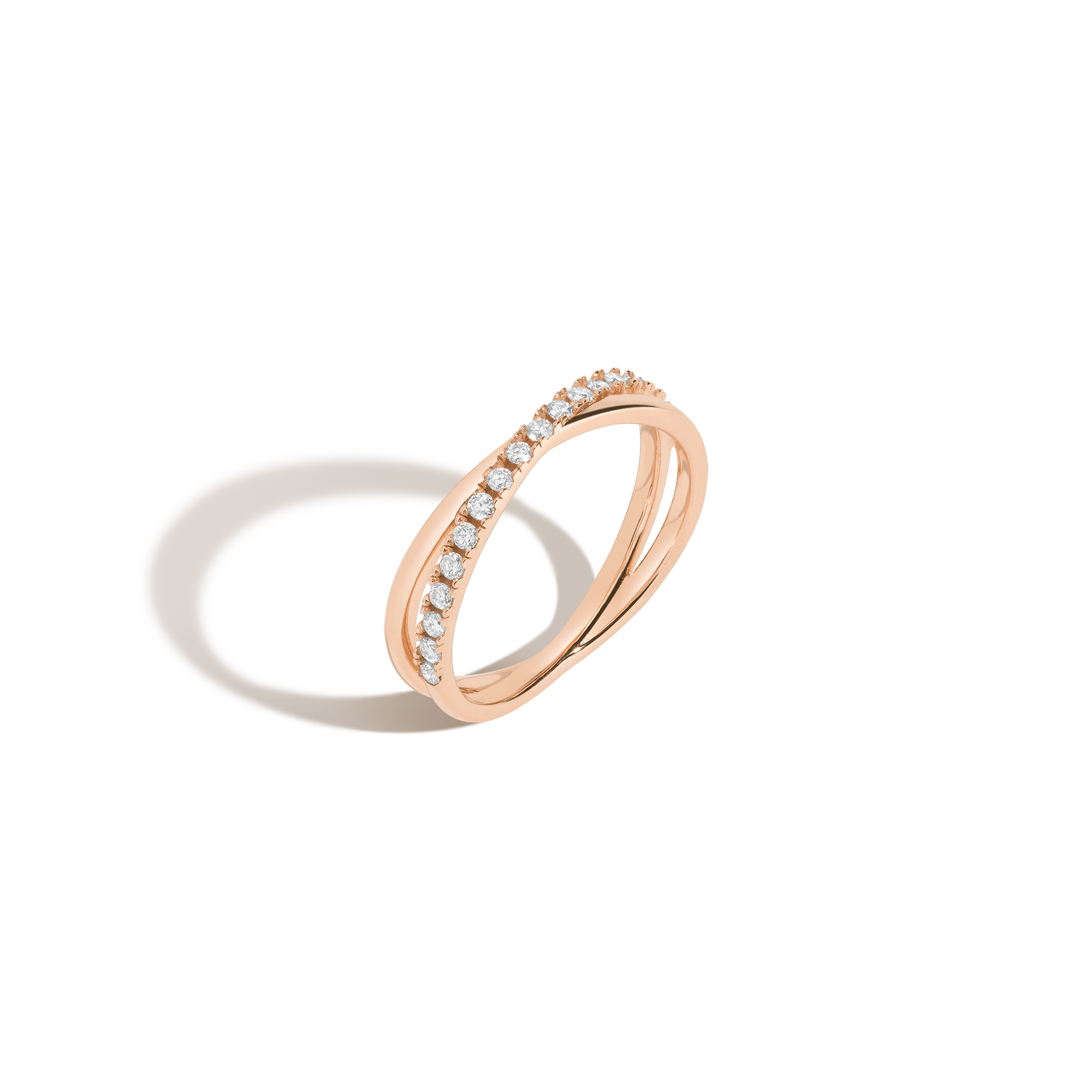 Diamond Crossover Ring 14k 18k Rose Gold First