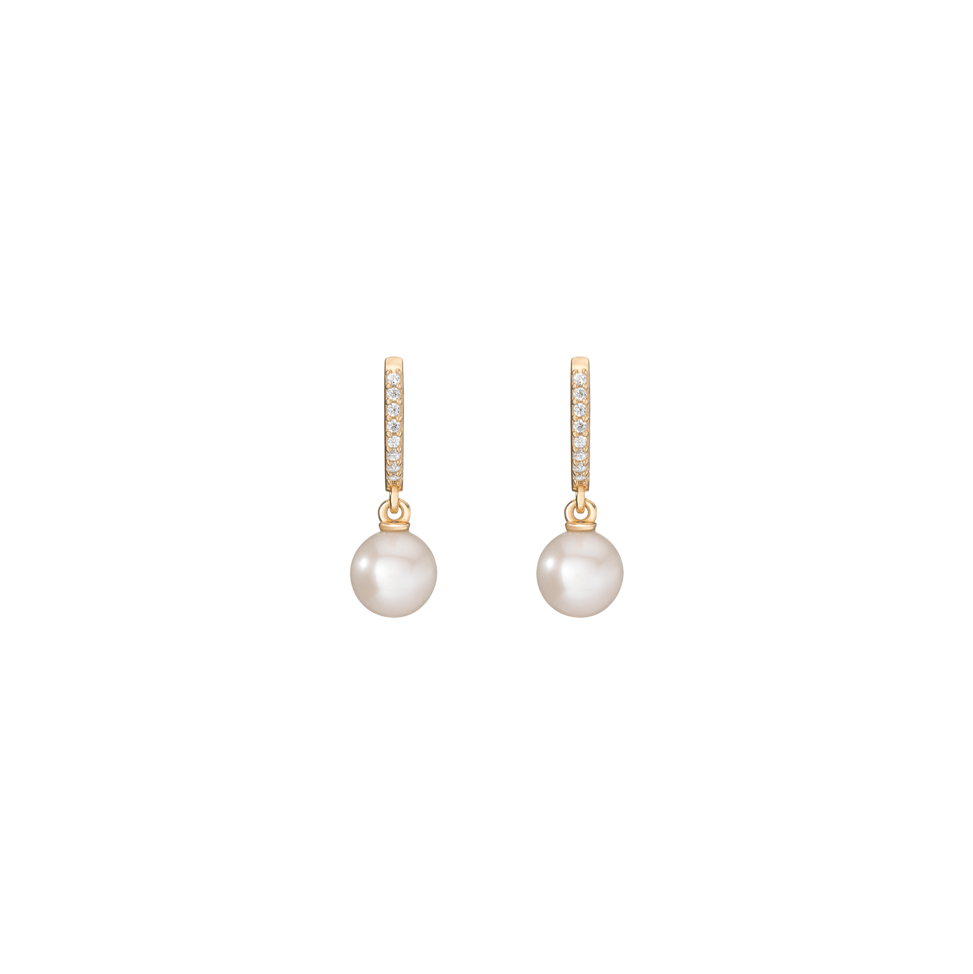 Diamond Pearl Huggie Earrings