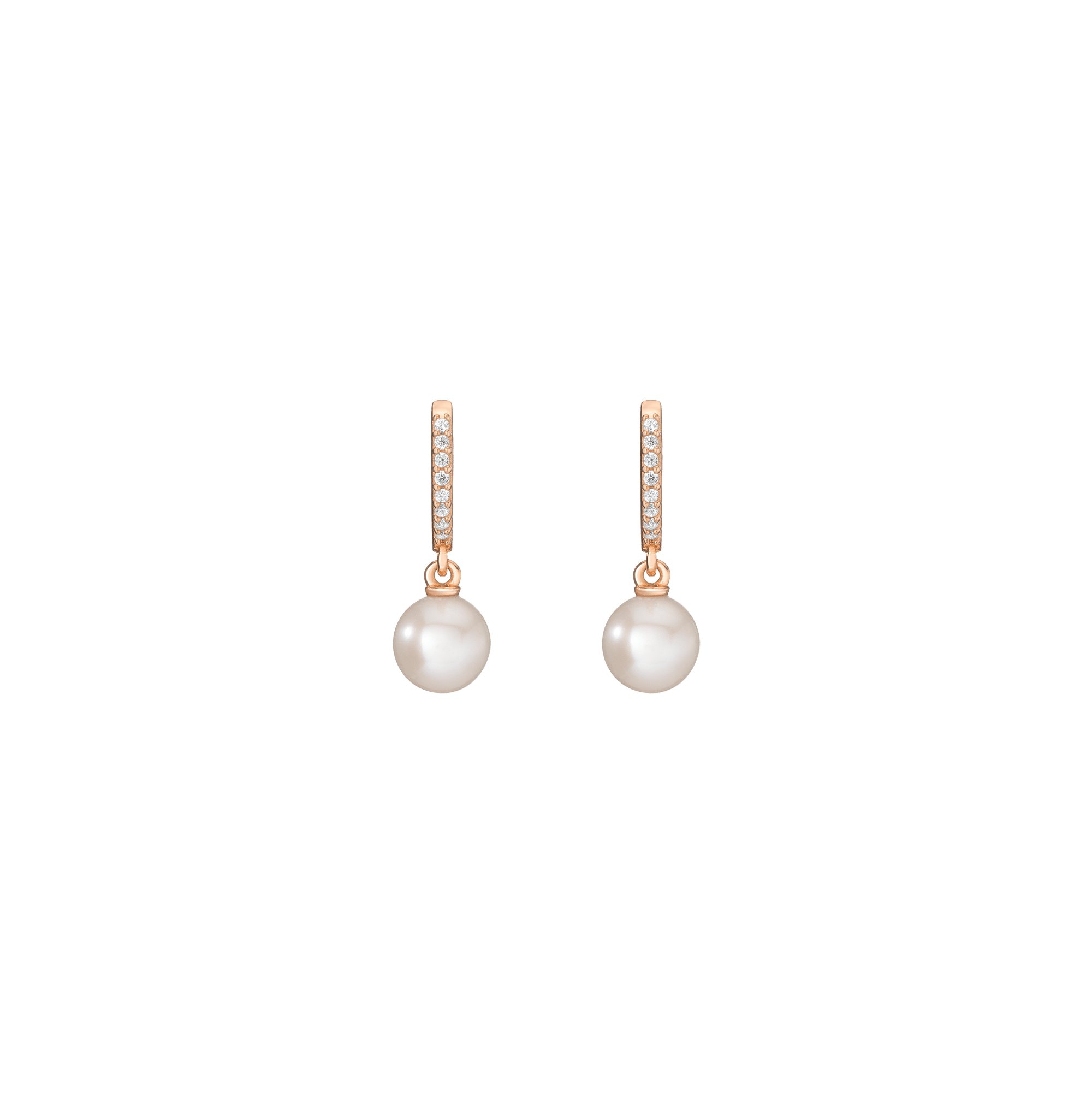 Diamond Pearl Huggie Earrings
