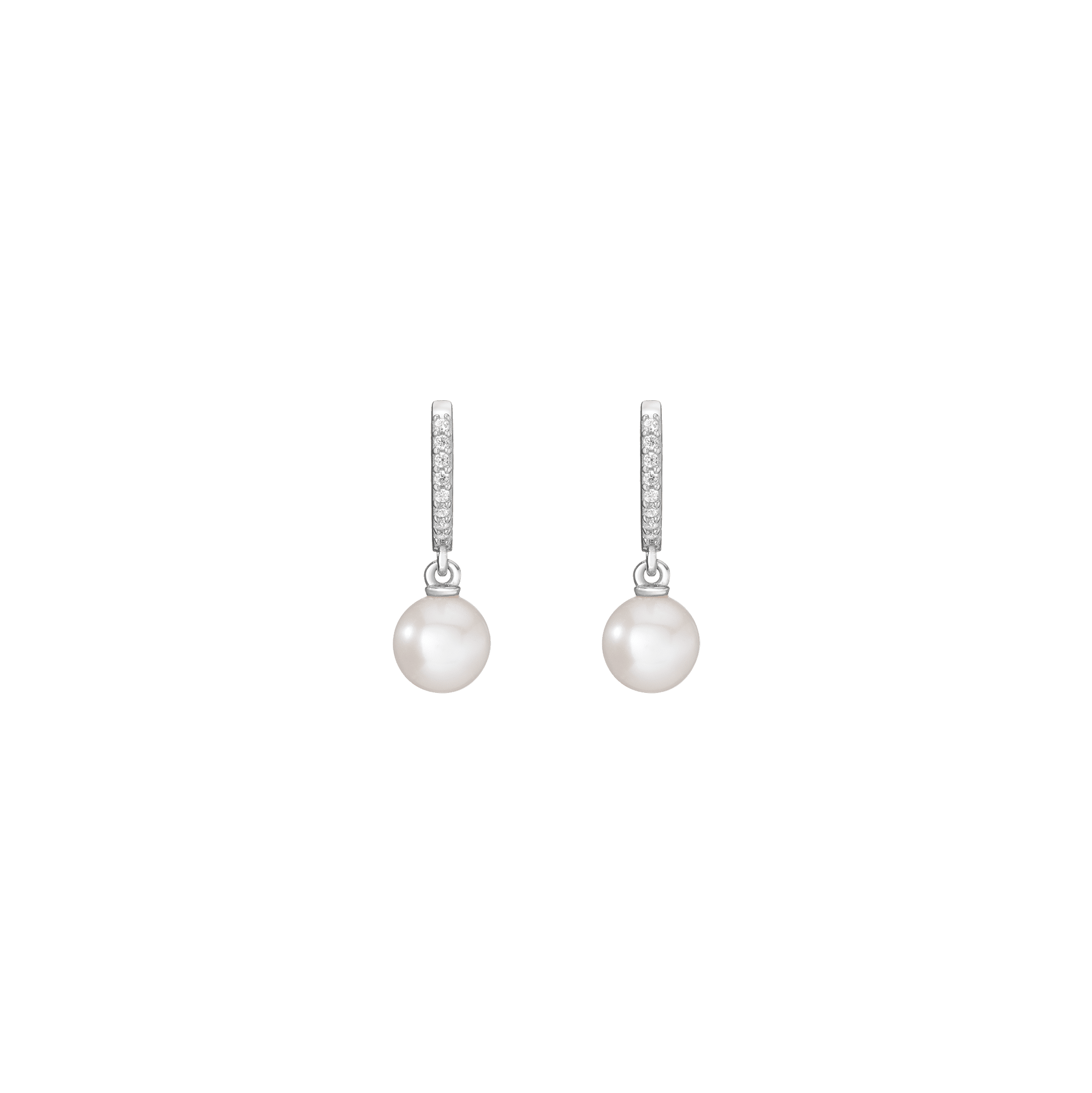 Diamond Pearl Huggie Earrings