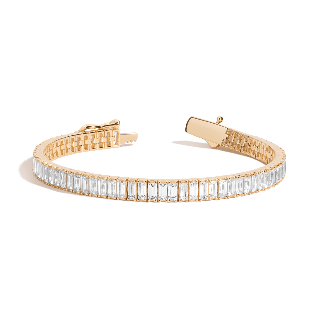 Lab Grown White Sapphire Baguette Tennis Bracelet
