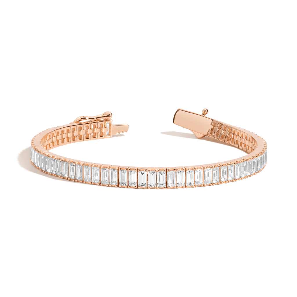 Lab Grown White Sapphire Baguette Tennis Bracelet