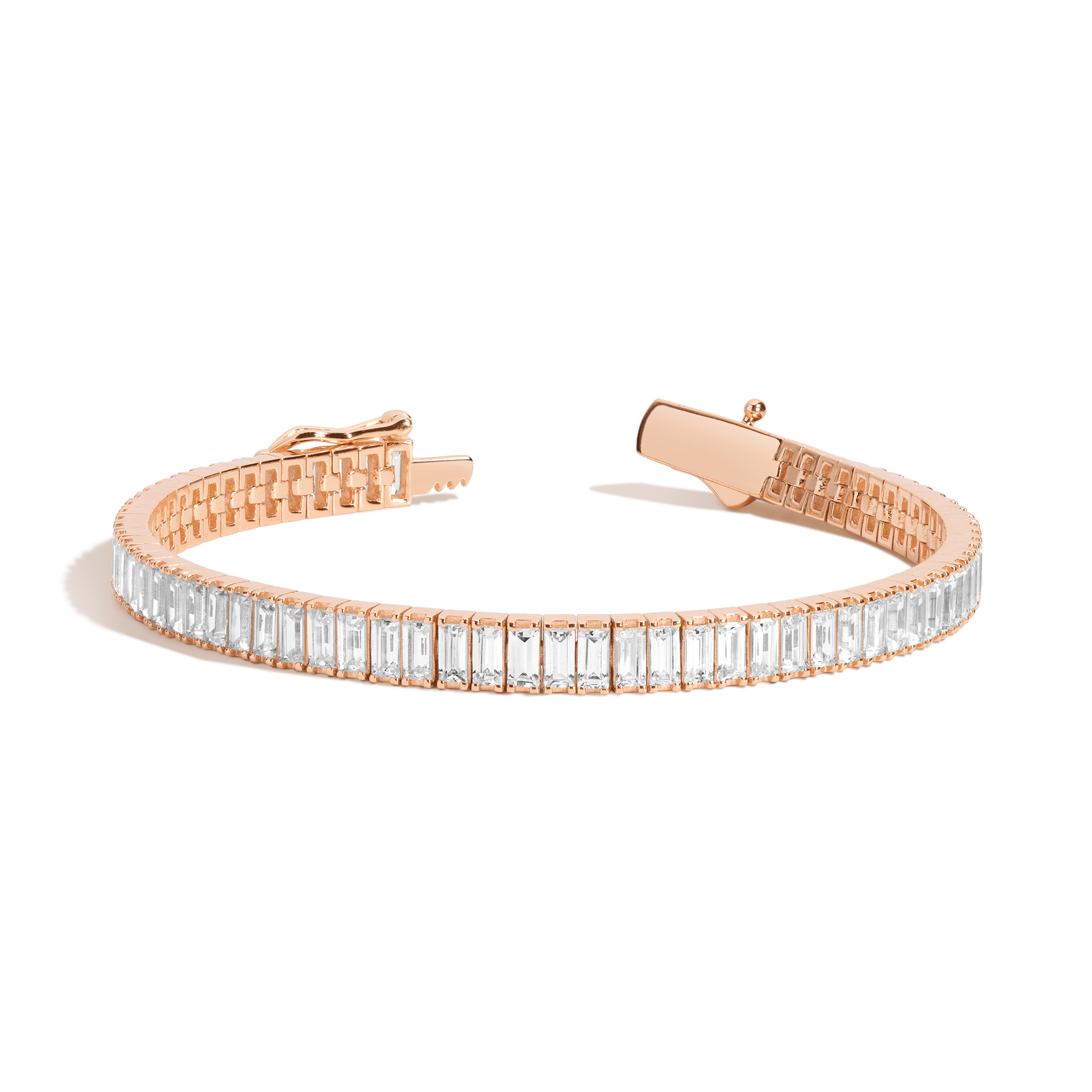 Lab Grown White Sapphire Baguette Tennis Bracelet - 12ct