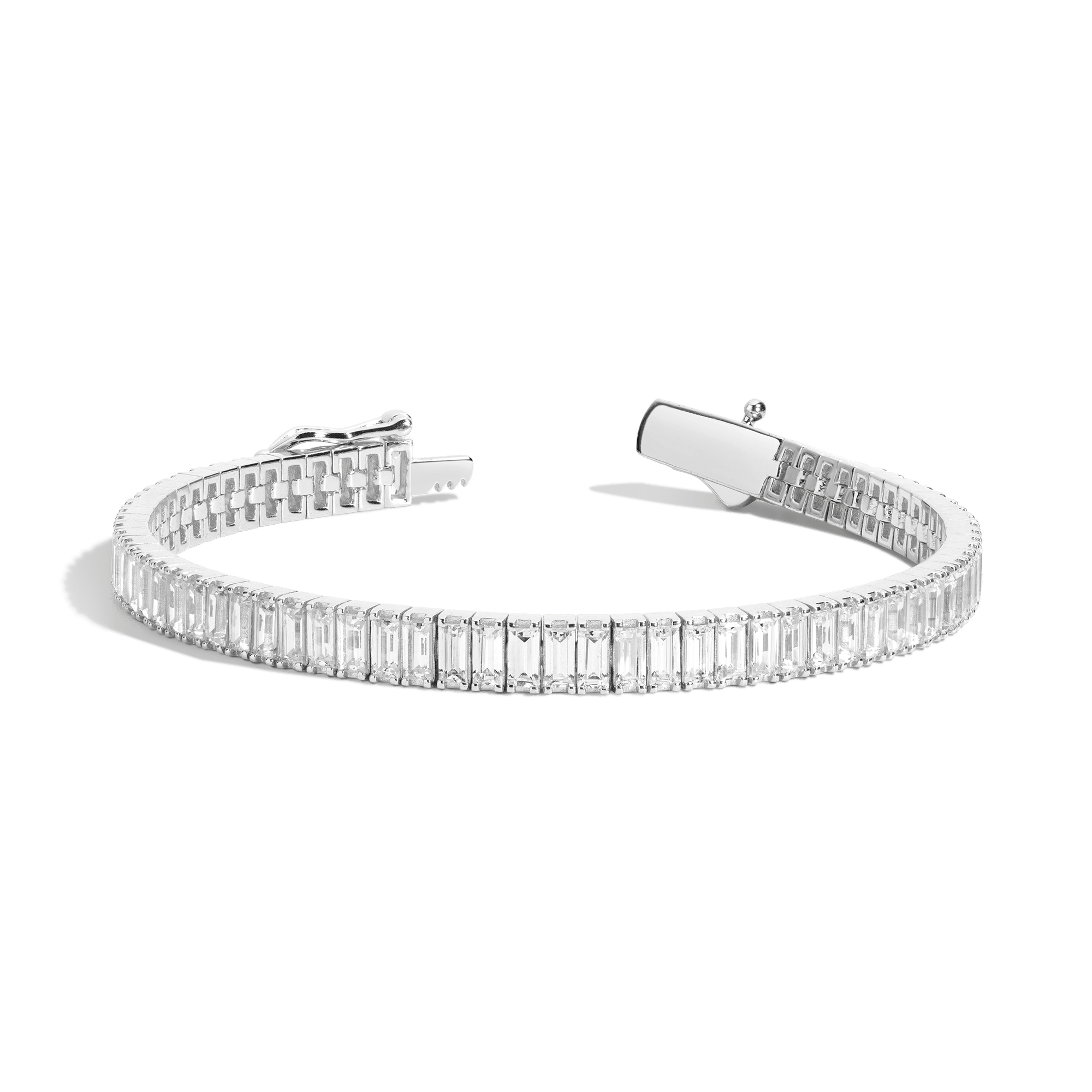 Lab Grown White Sapphire Baguette Tennis Bracelet - 12ct