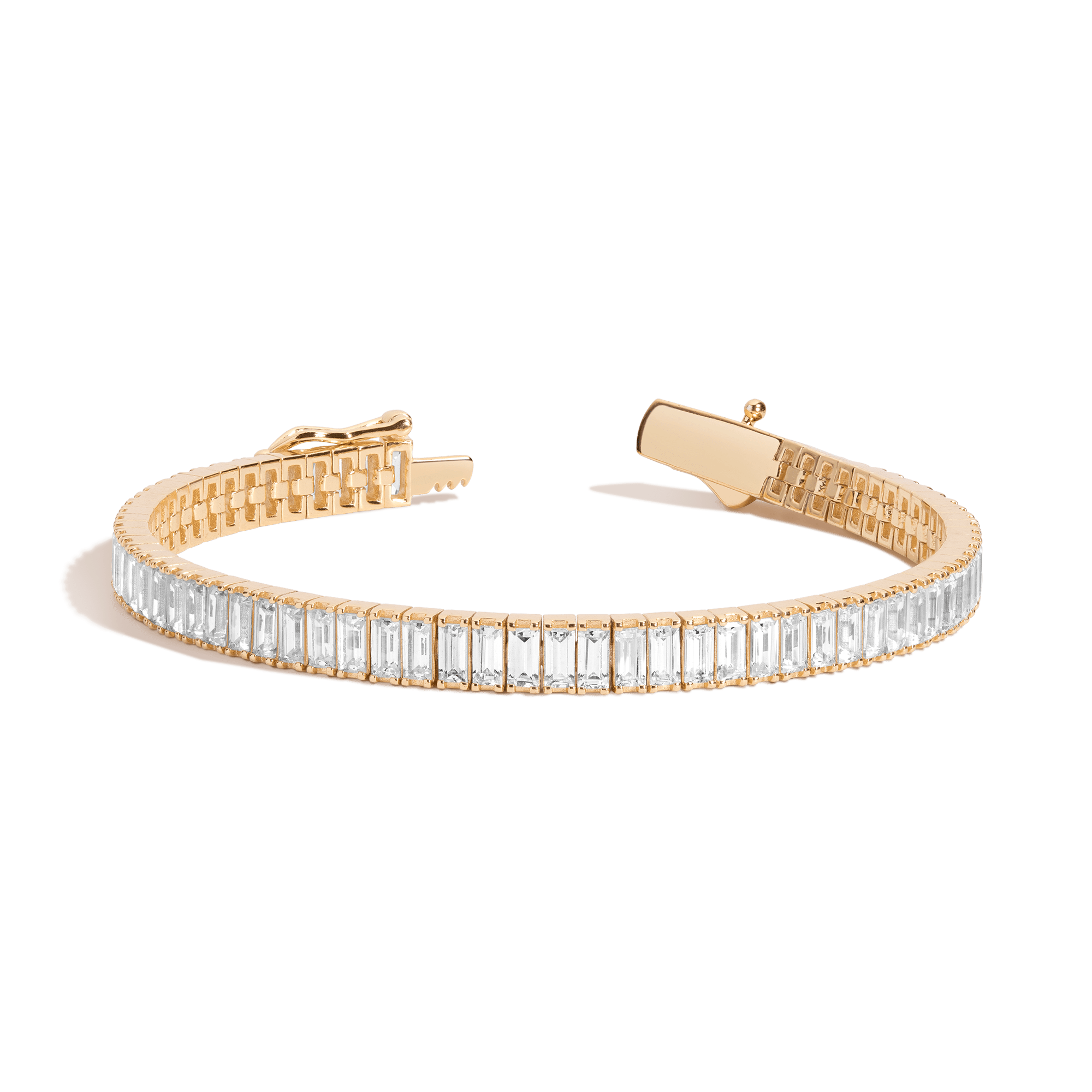 Lab Grown White Sapphire Baguette Tennis Bracelet - 12ct