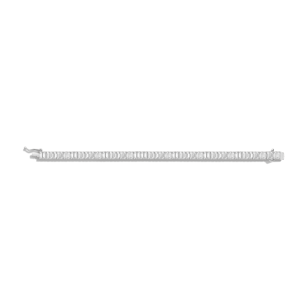 Lab Grown White Sapphire Baguette Tennis Bracelet - 12ct