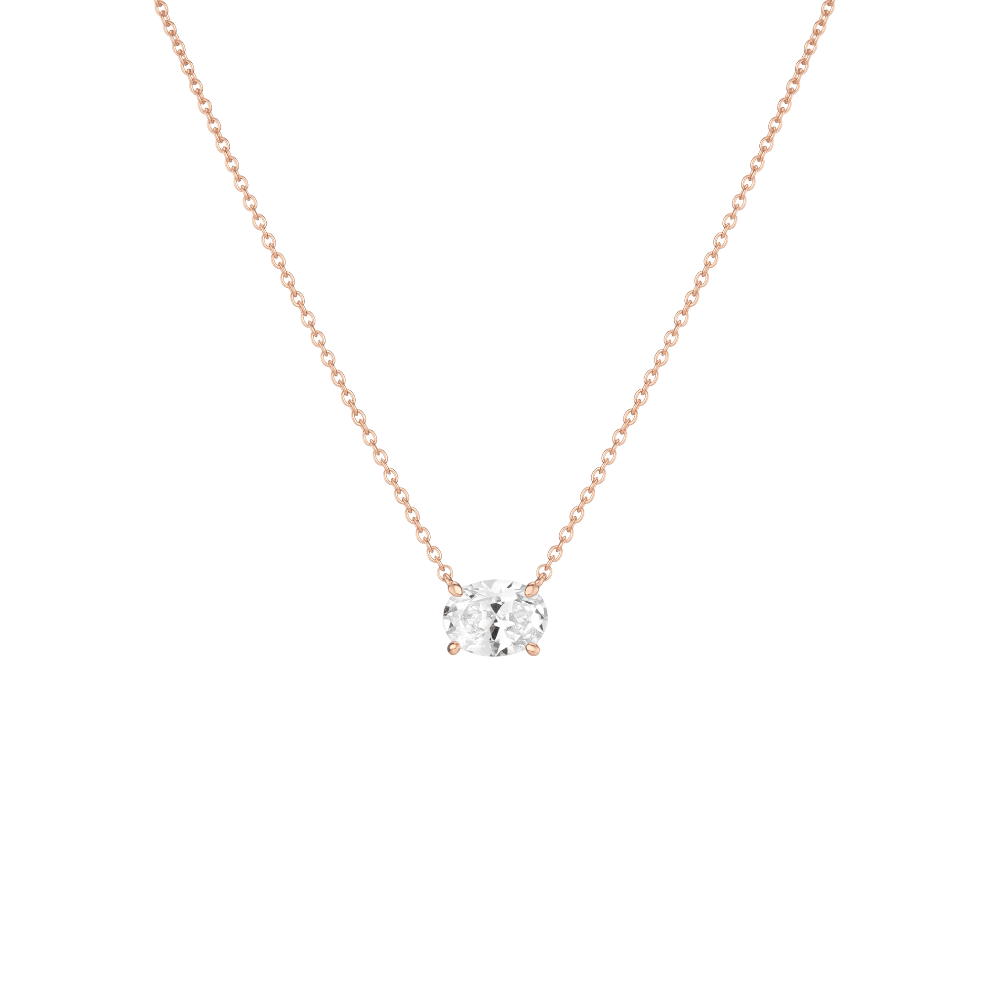 Oval Gemstone Solitaire Necklace