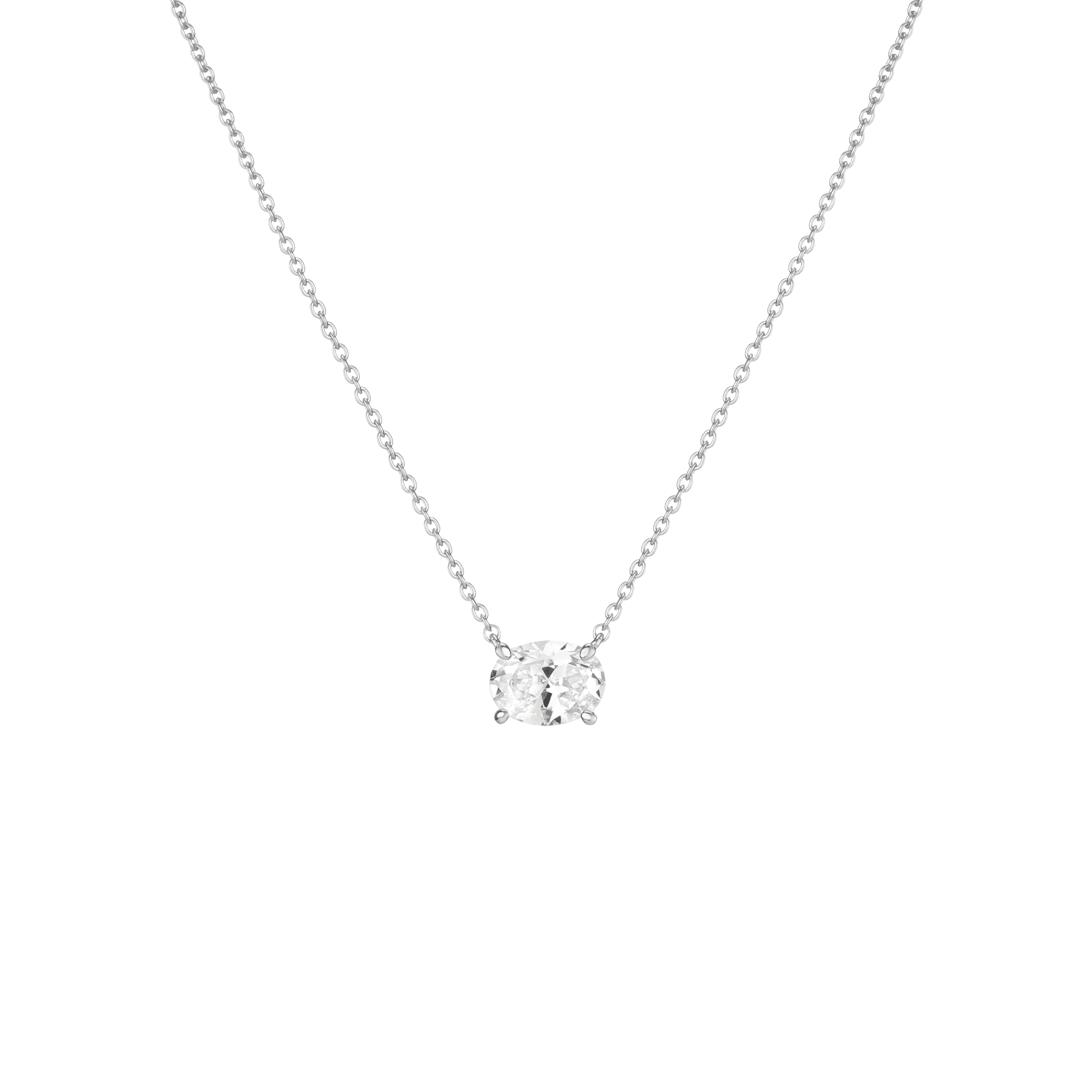 Oval Gemstone Solitaire Necklace
