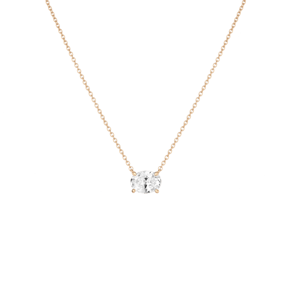 Oval Gemstone Solitaire Necklace