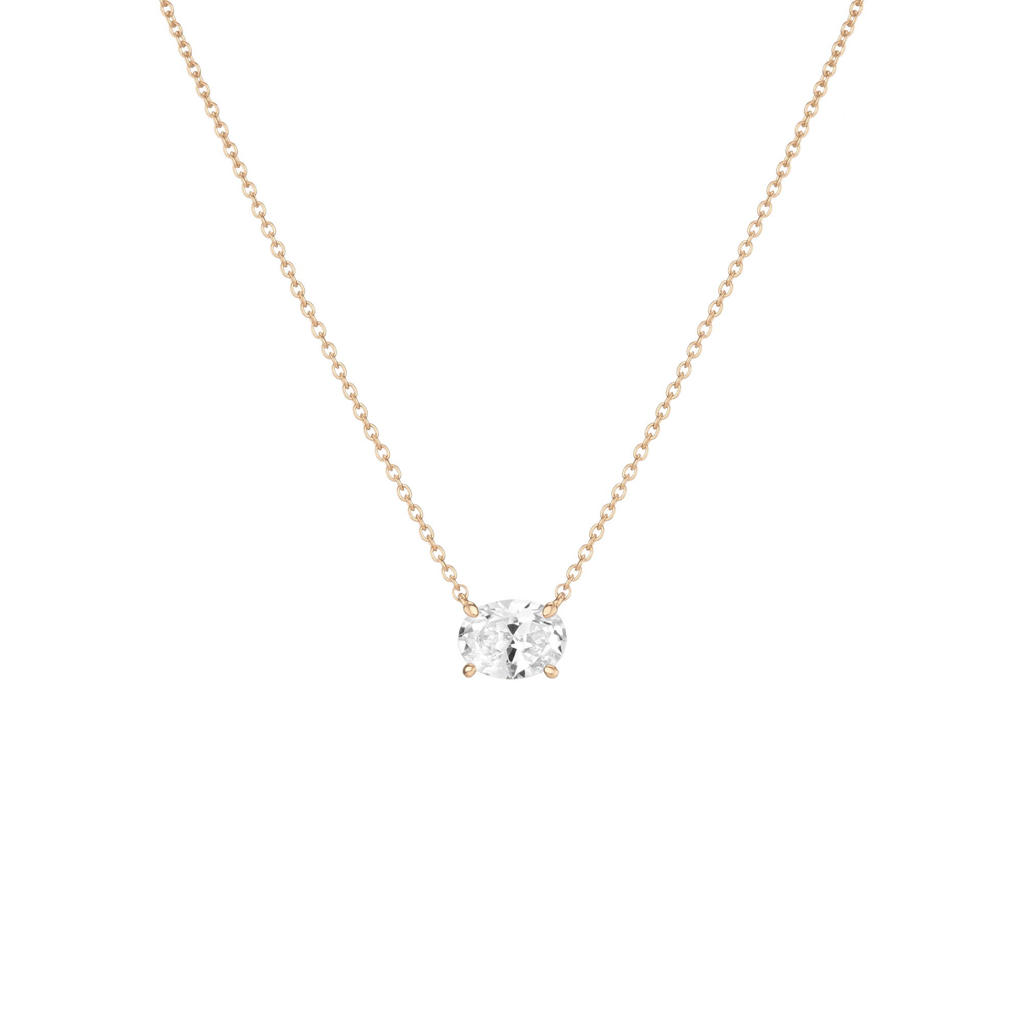 Oval Gemstone Solitaire Necklace