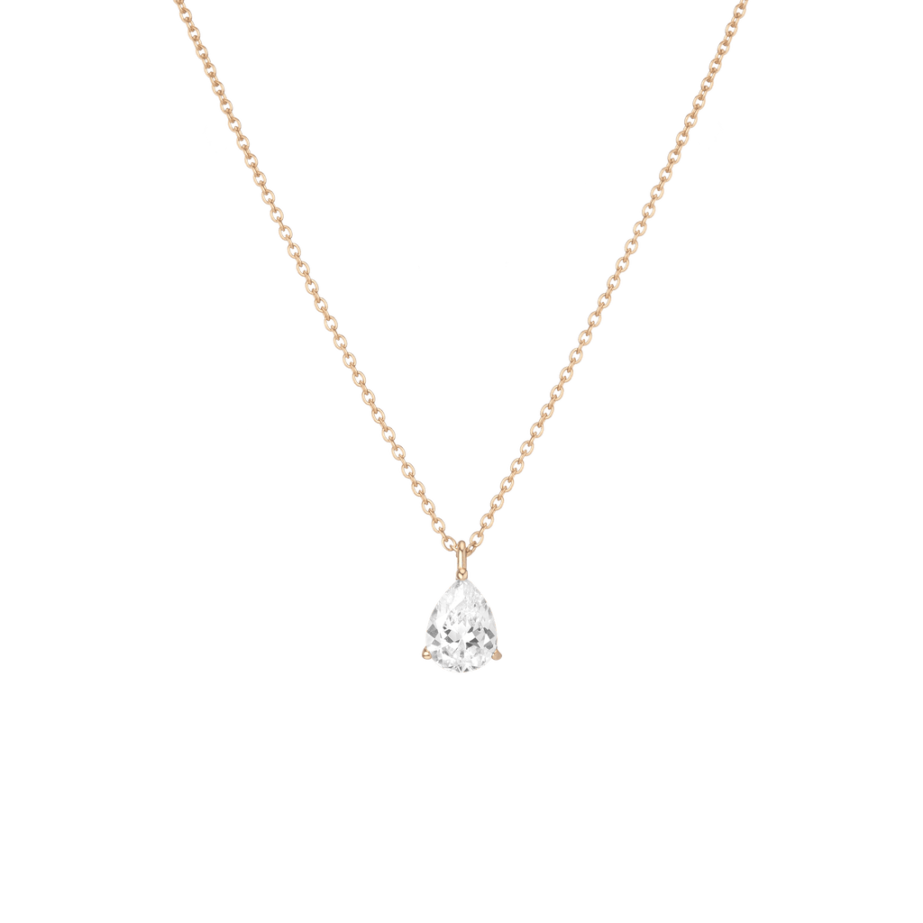 Pear Gemstone Solitaire Necklace