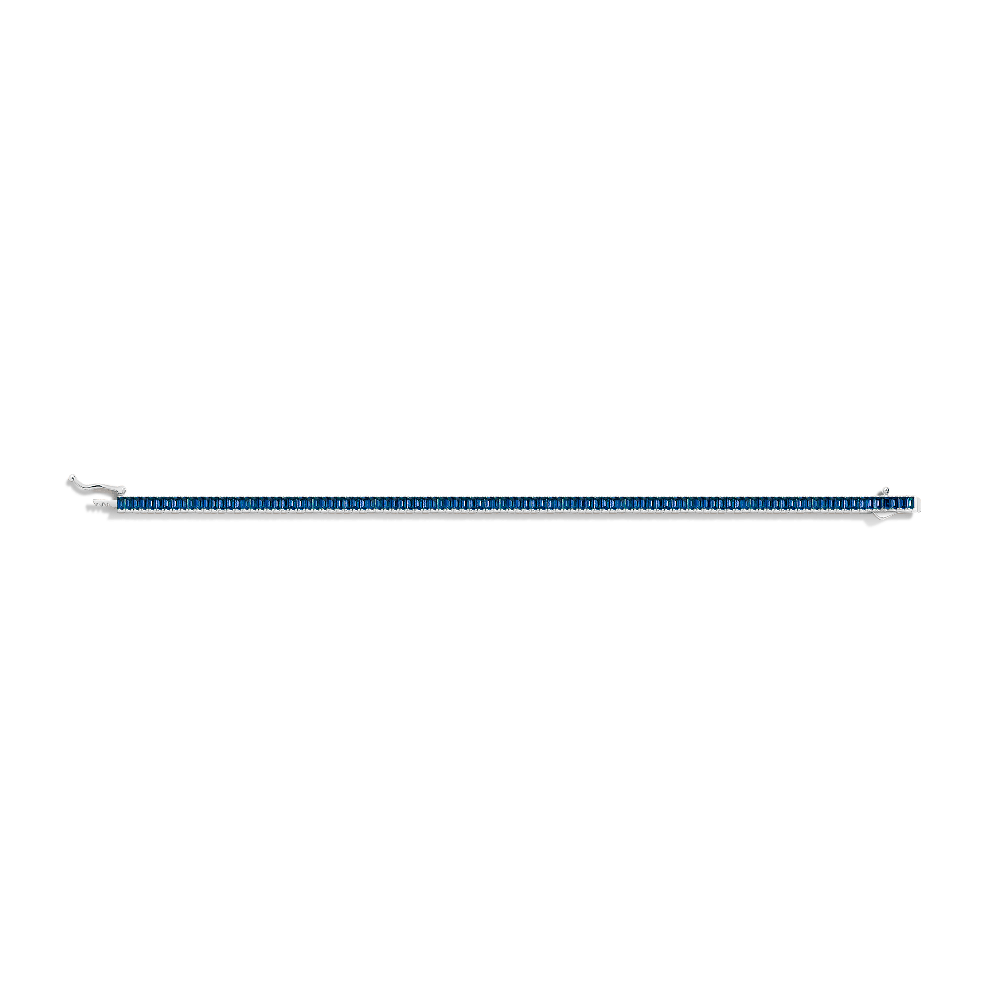 Lab Grown Blue Sapphire Baguette Tennis Bracelet