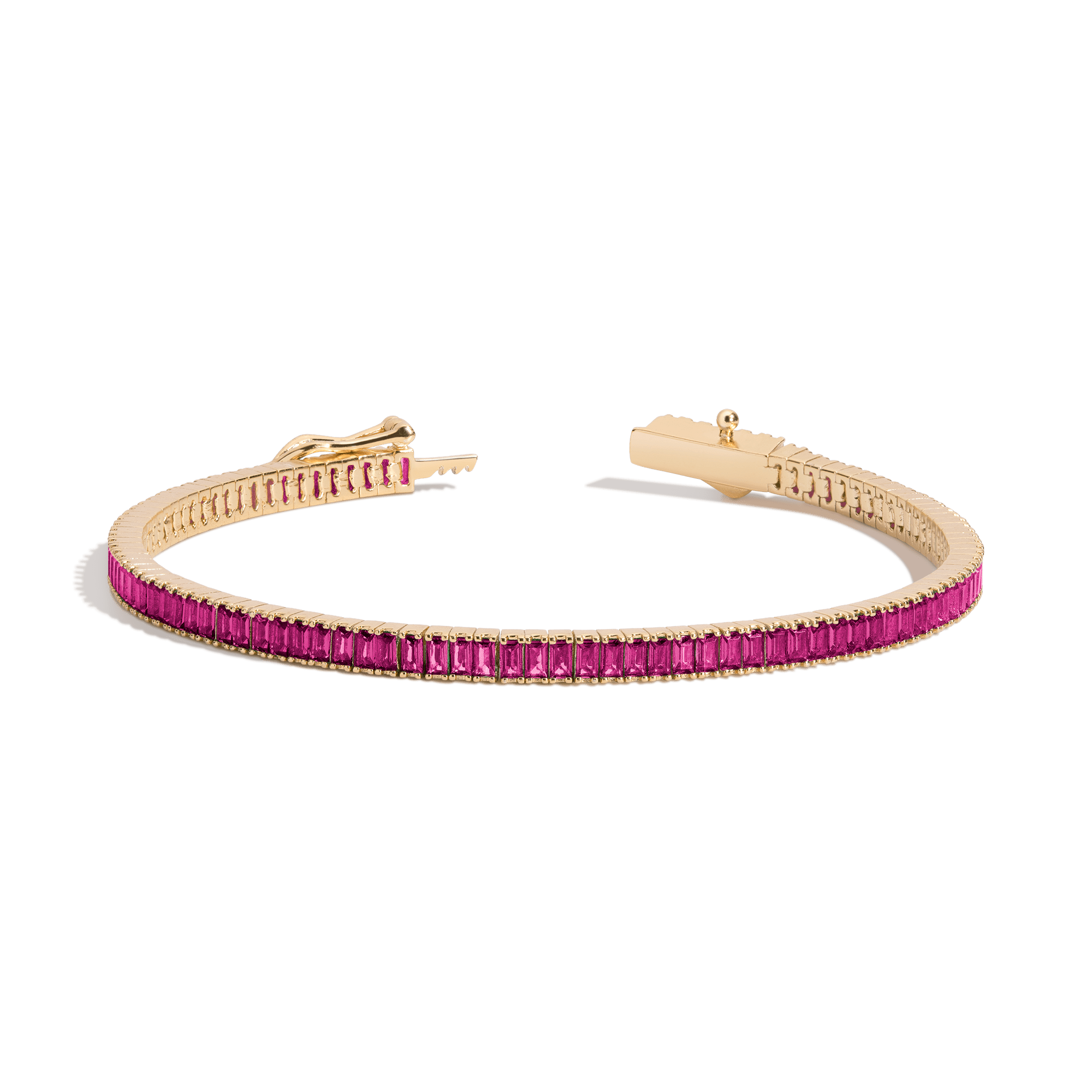 Lab Grown Red Ruby Baguette Tennis Bracelet