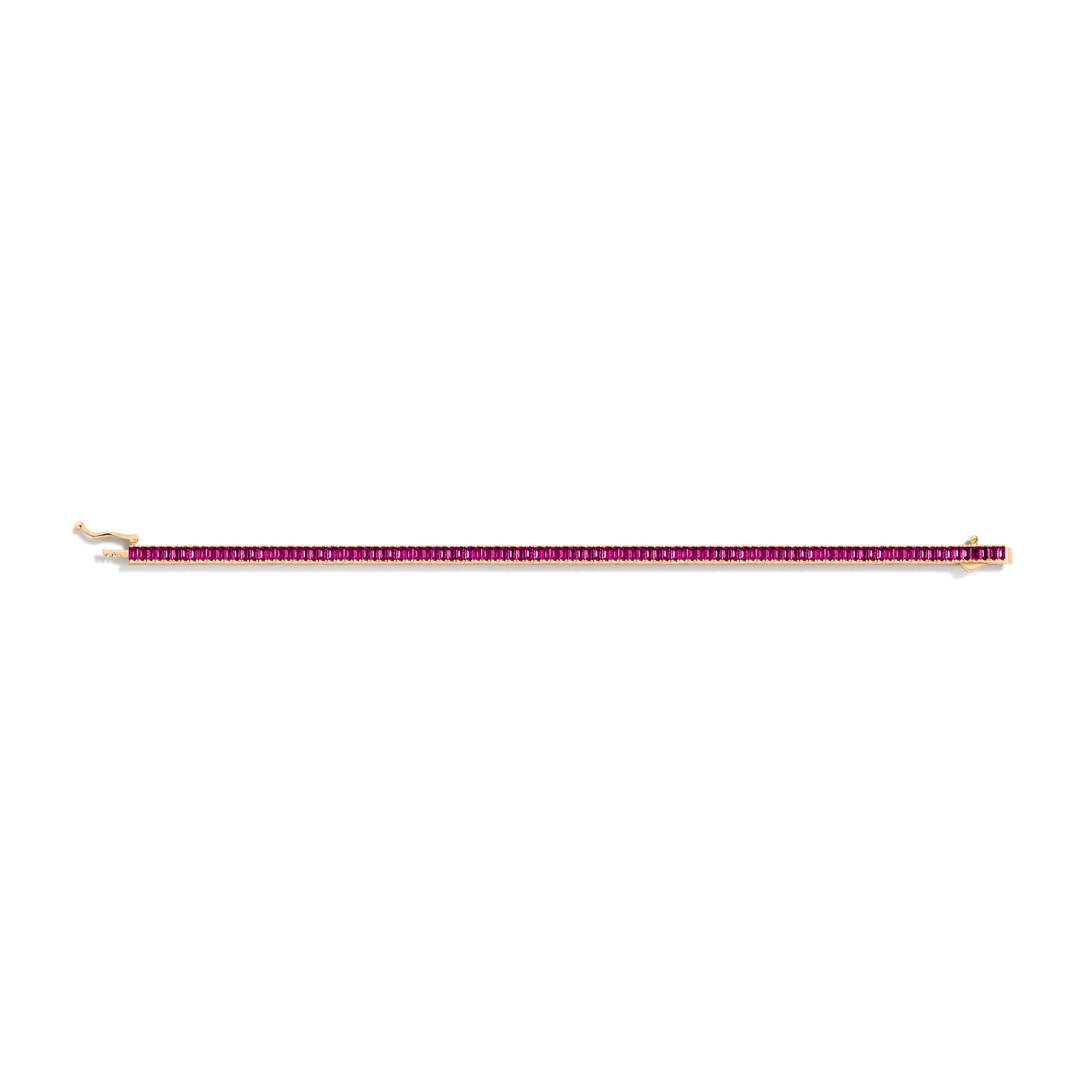 Lab Grown Red Ruby Baguette Tennis Bracelet