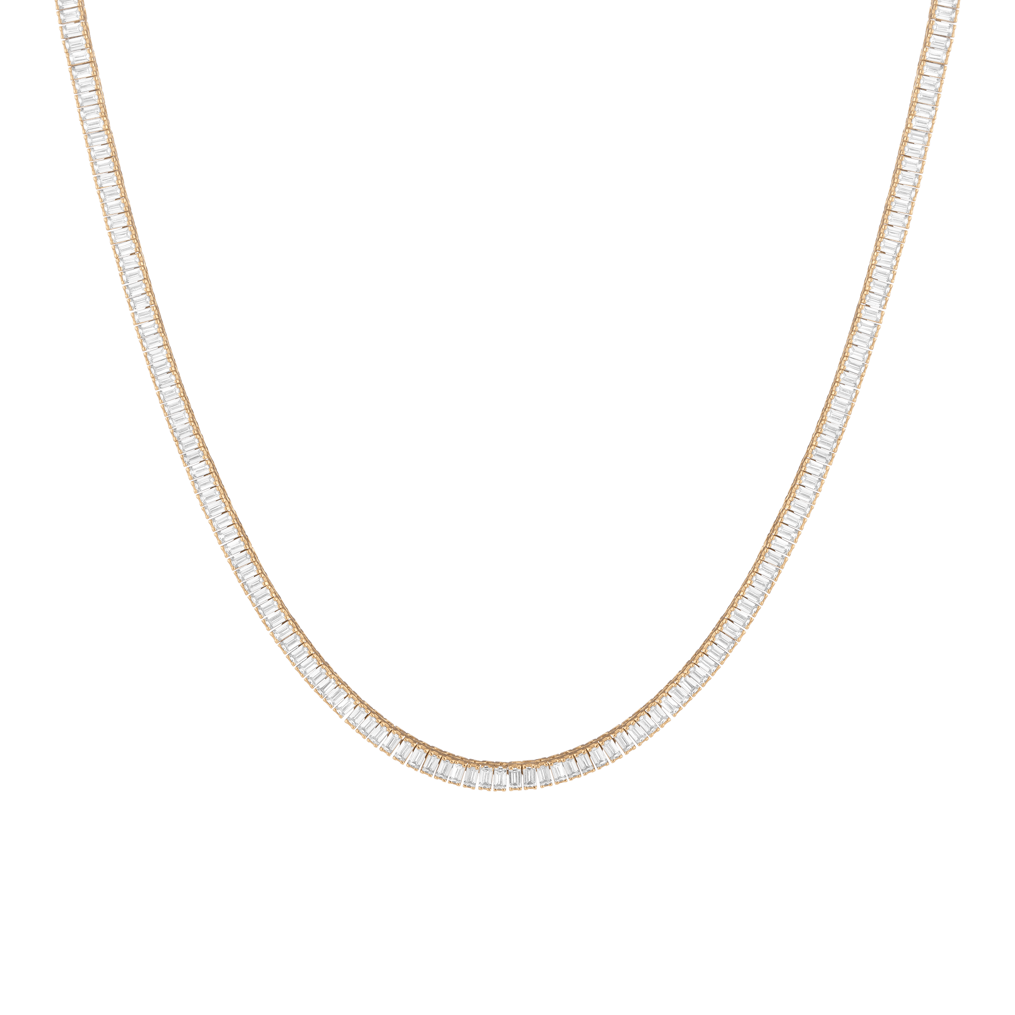 Lab Grown White Sapphire Baguette Tennis Necklace