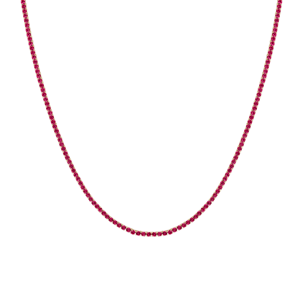 Lab Grown Red Ruby Tennis Necklace